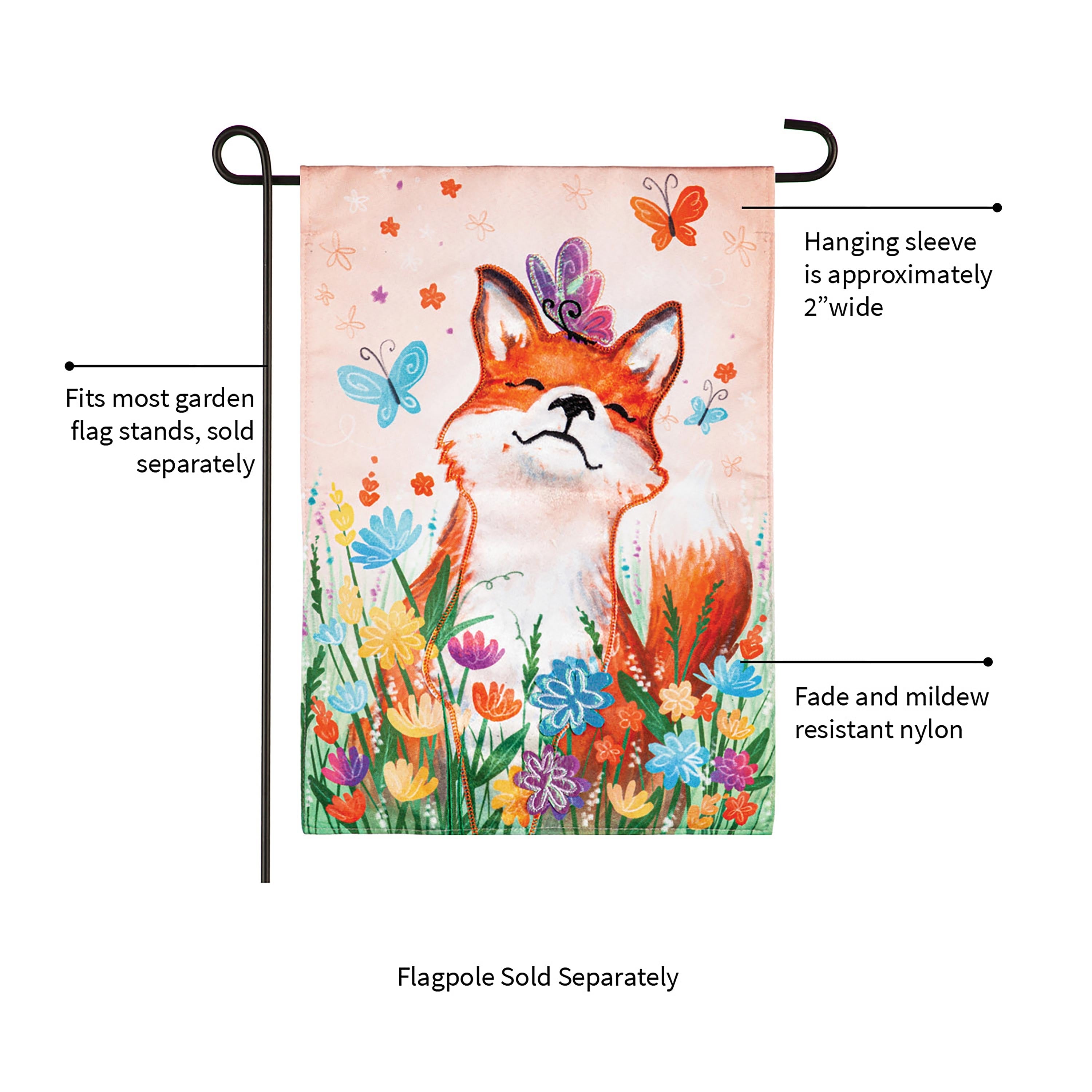 Fox and Wildflowers Linen Garden Flag - Sports Collectibles, Sports Memorabilia, Sports Fan Shop, Sports Gifts