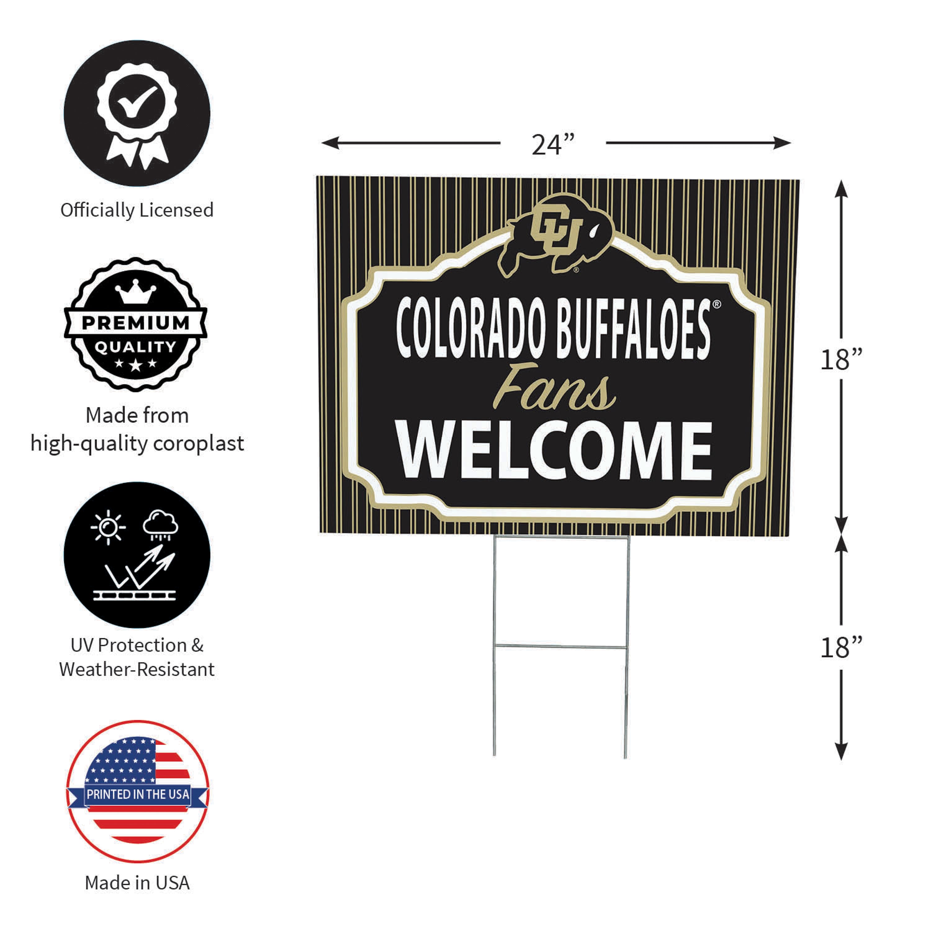 University of Colorado Coroplast Yard Sign, "Fans Welcome"