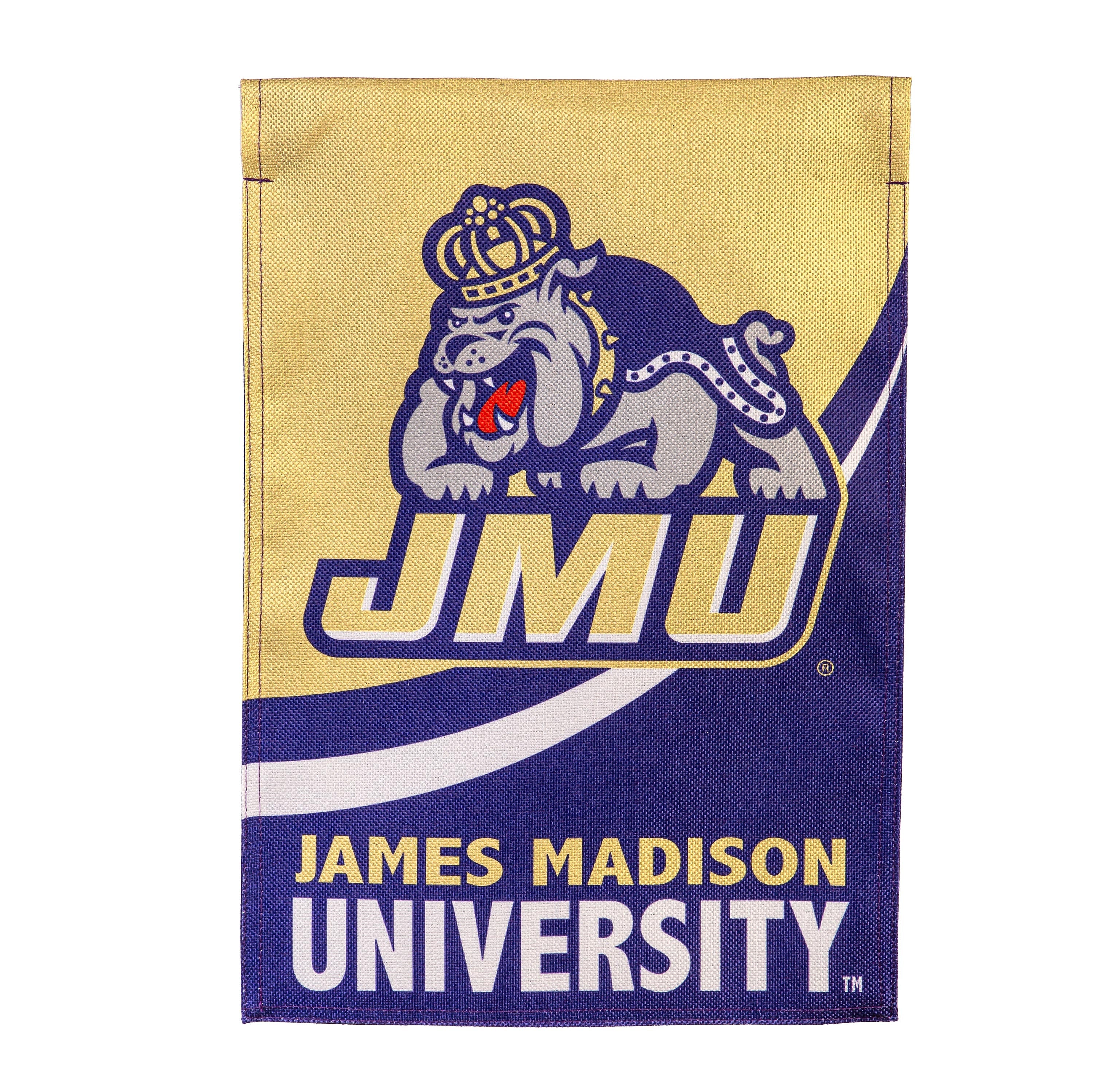 James Madison University Burlap Flag GDN Size - Sports Collectibles, Sports Memorabilia, Sports Fan Shop, Sports Gifts