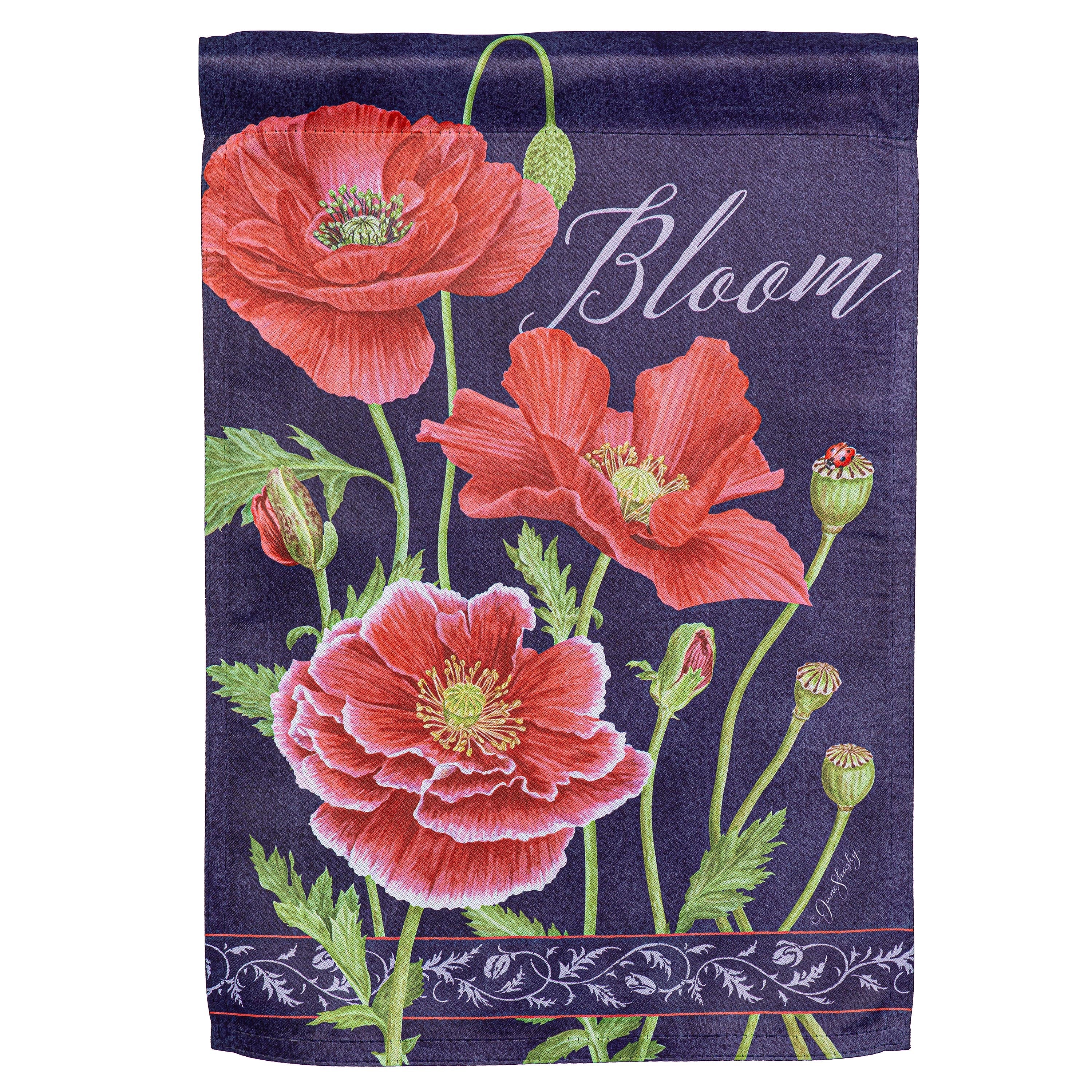 Red Poppies Bloom Suede Garden Flag - Sports Collectibles, Sports Memorabilia, Sports Fan Shop, Sports Gifts