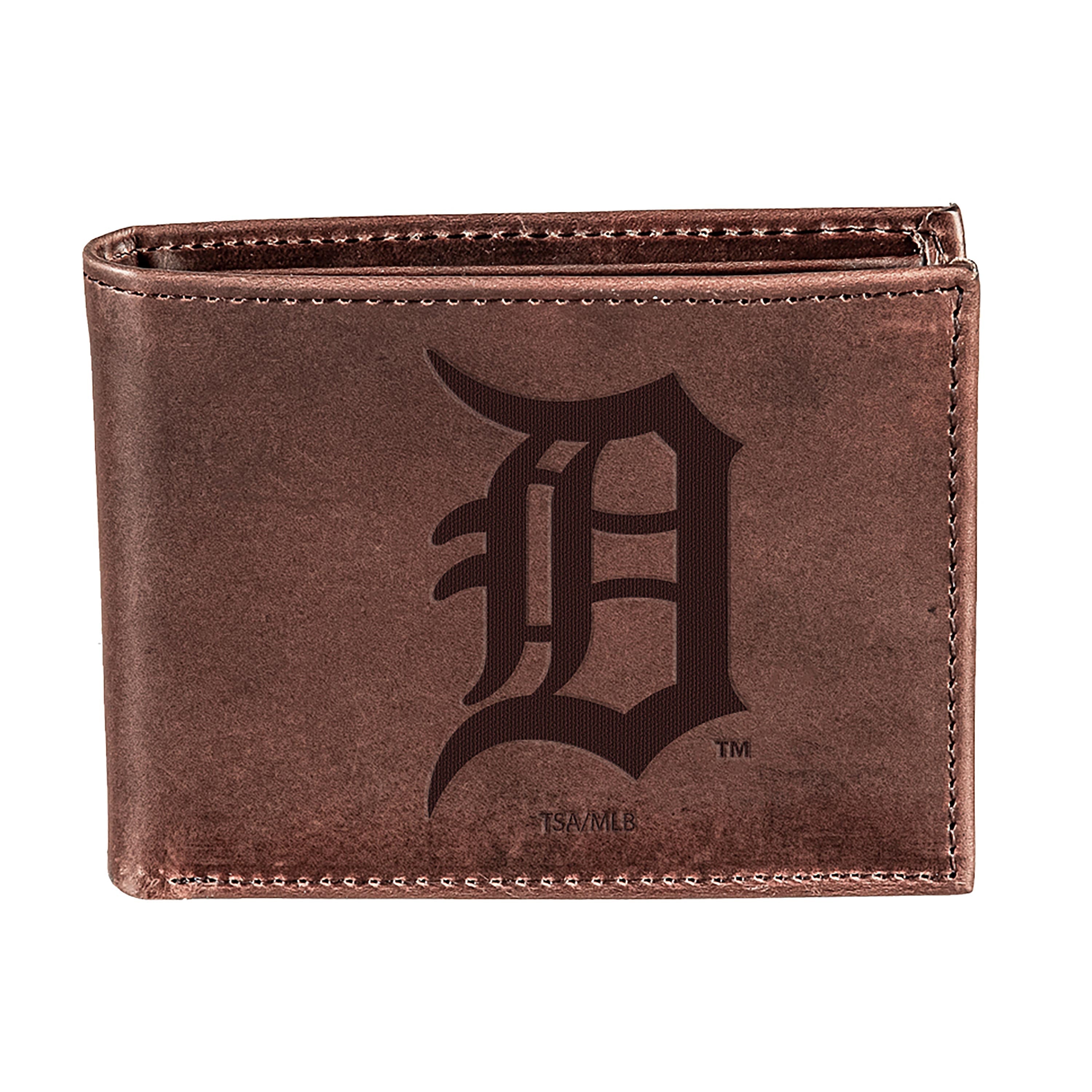 Detroit Tigers Bi-Fold Wallet Brown 100% Genuine Leather - Sports Gifts, Sports Memorabilia, Sports Collectibles, Fan Shop