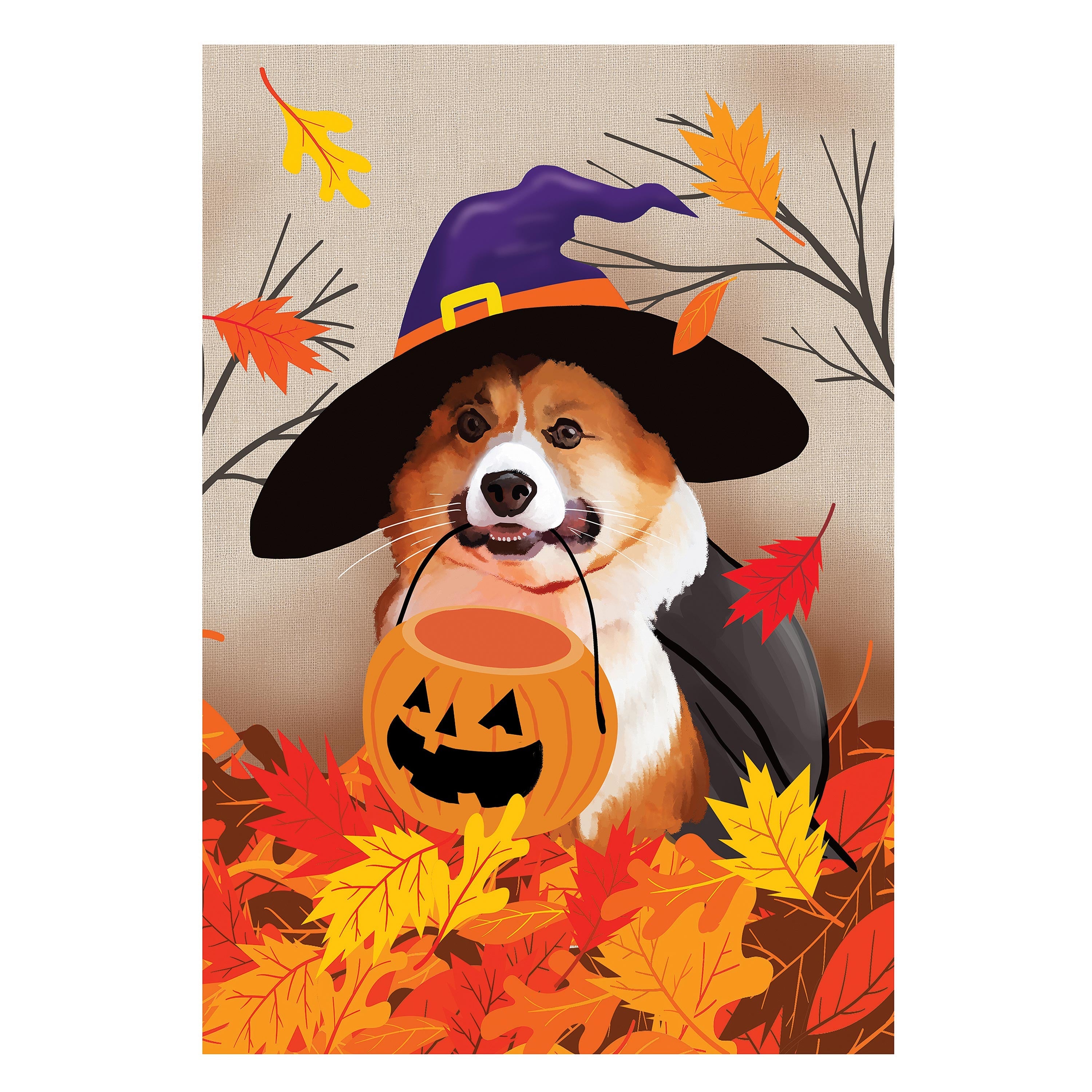 Corgi Fall Suede House Flag - Sports Collectibles, Sports Memorabilia, Sports Fan Shop, Sports Gifts