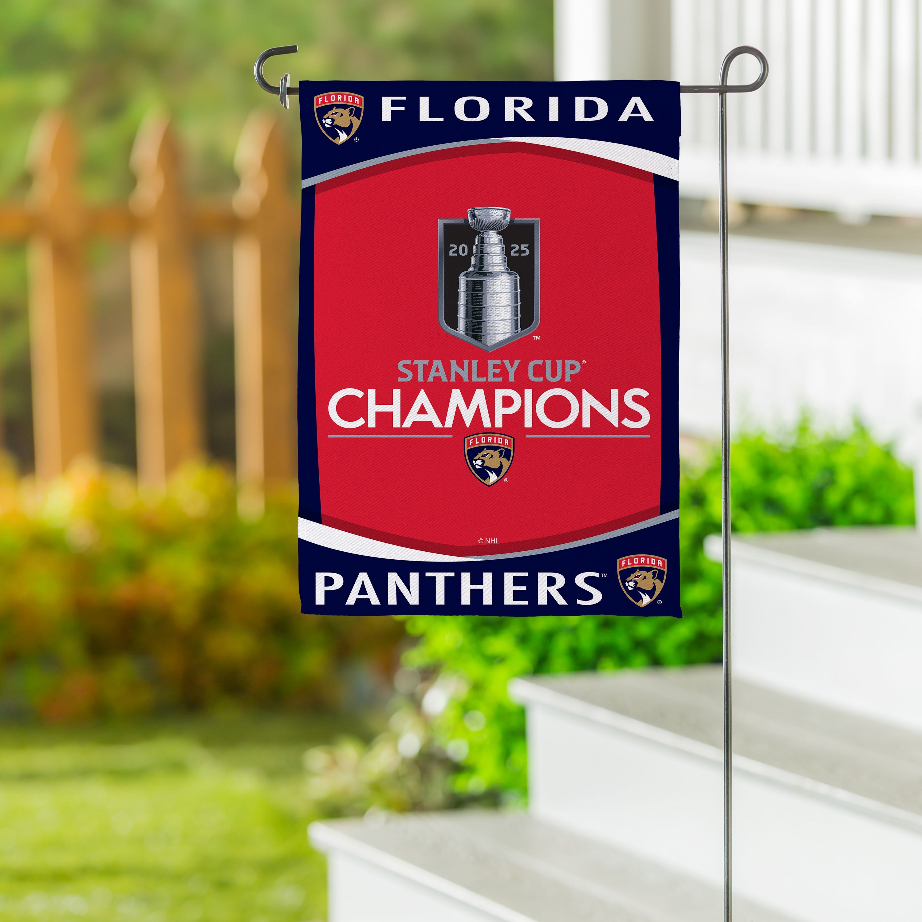 Florida Panthers, Stanley Cup 2025 Champions Garden Flag - Sports Collectibles, Sports Memorabilia, Sports Fan Shop, Sports Gifts