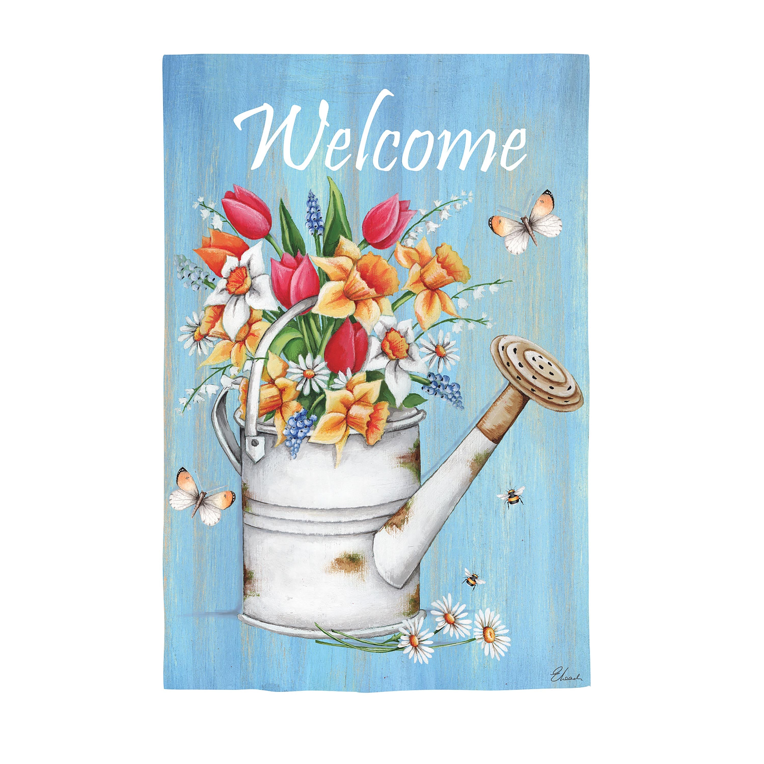 Welcome Flowers Suede Garden Flag - Sports Collectibles, Sports Memorabilia, Sports Fan Shop, Sports Gifts