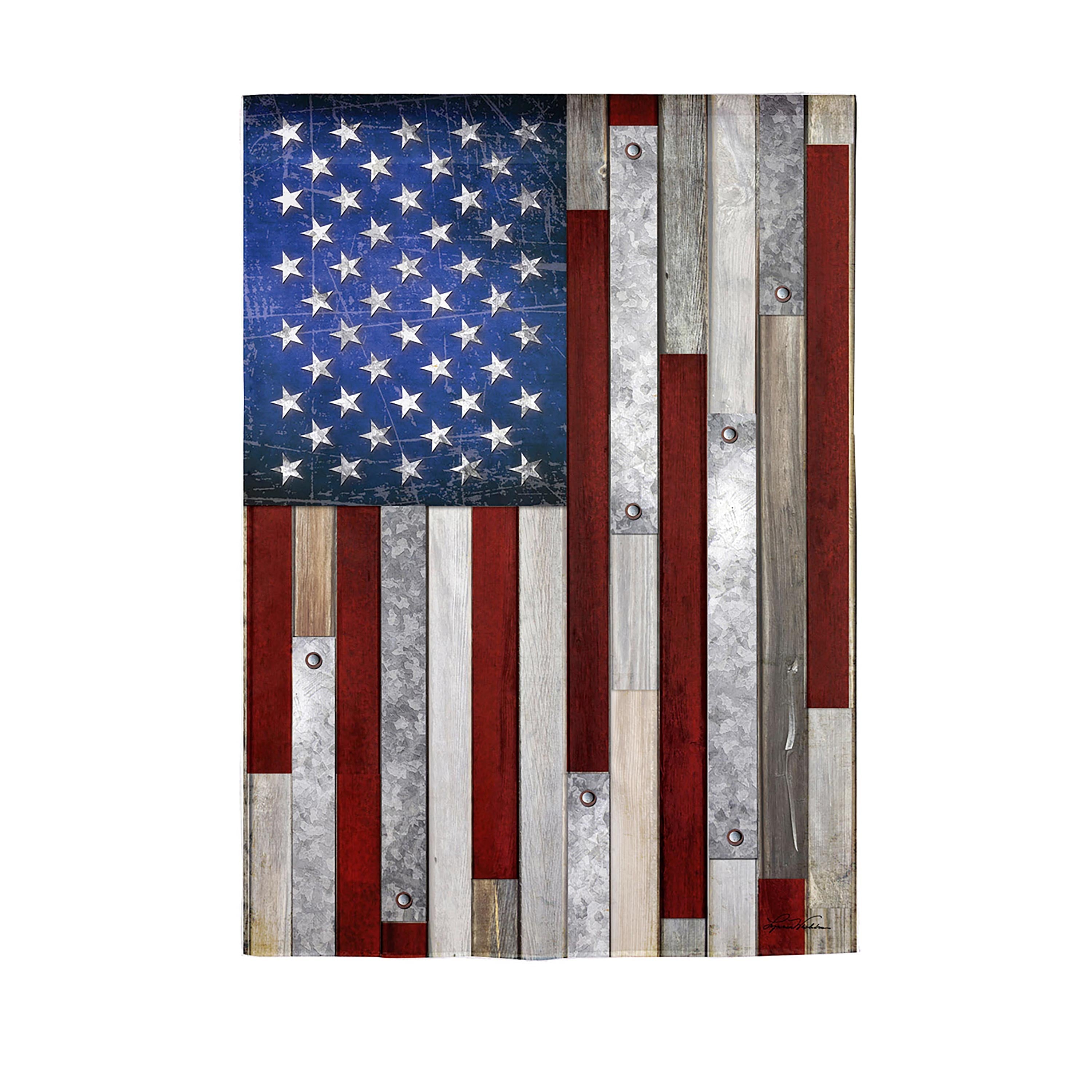 Wood Stripe American Flag Garden Suede Flag - Sports Collectibles, Sports Memorabilia, Sports Fan Shop, Sports Gifts