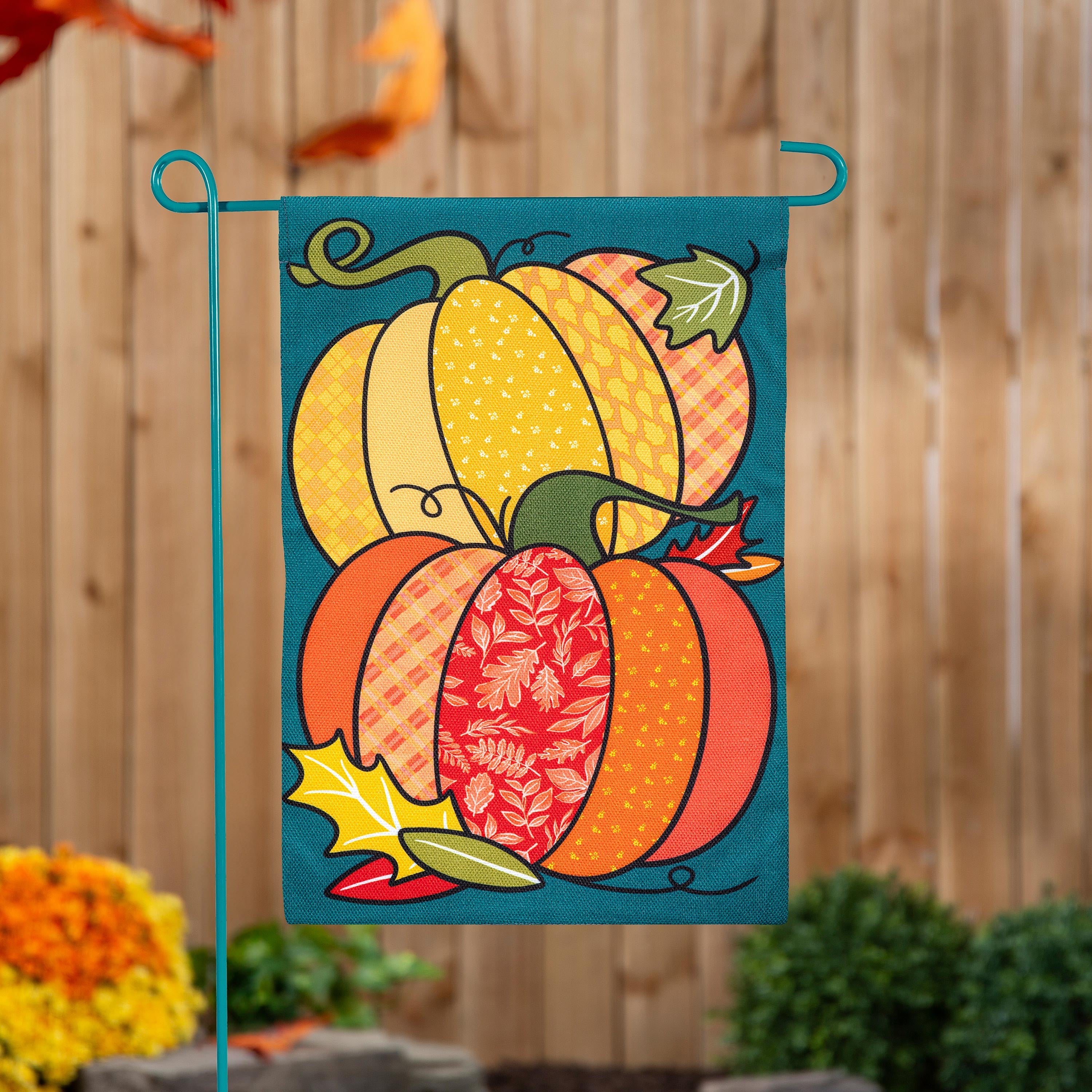 Quilted Pumpkins Burlap Garden Flag - Sports Collectibles, Sports Memorabilia, Sports Fan Shop, Sports Gifts