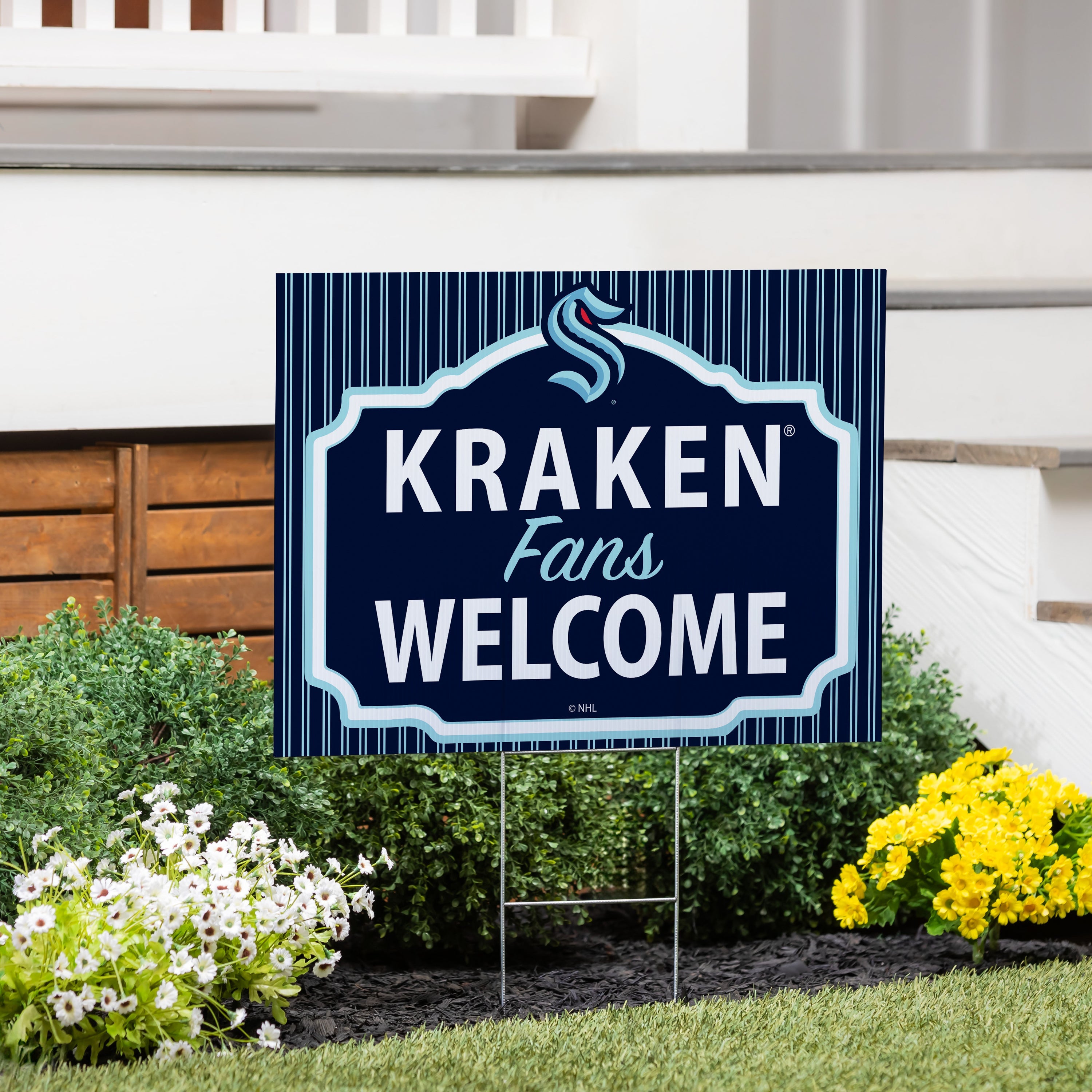 Seattle Kraken Coroplast Yard Sign, "Fans Welcome" - Sports Collectibles, Sports Memorabilia, Sports Fan Shop, Sports Gifts