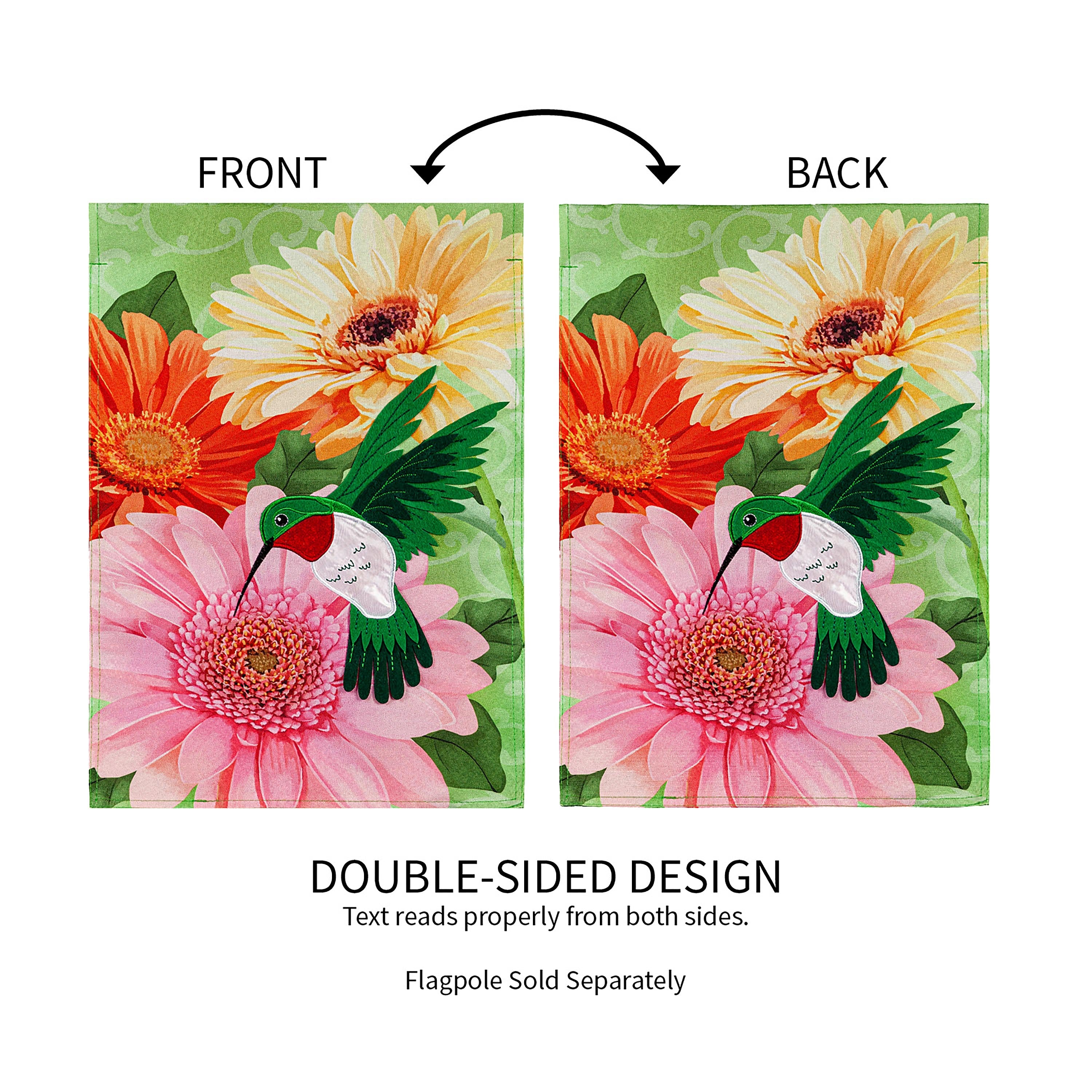 Hummingbird and Daisy Trio Garden Linen Flag - Sports Collectibles, Sports Memorabilia, Sports Fan Shop, Sports Gifts