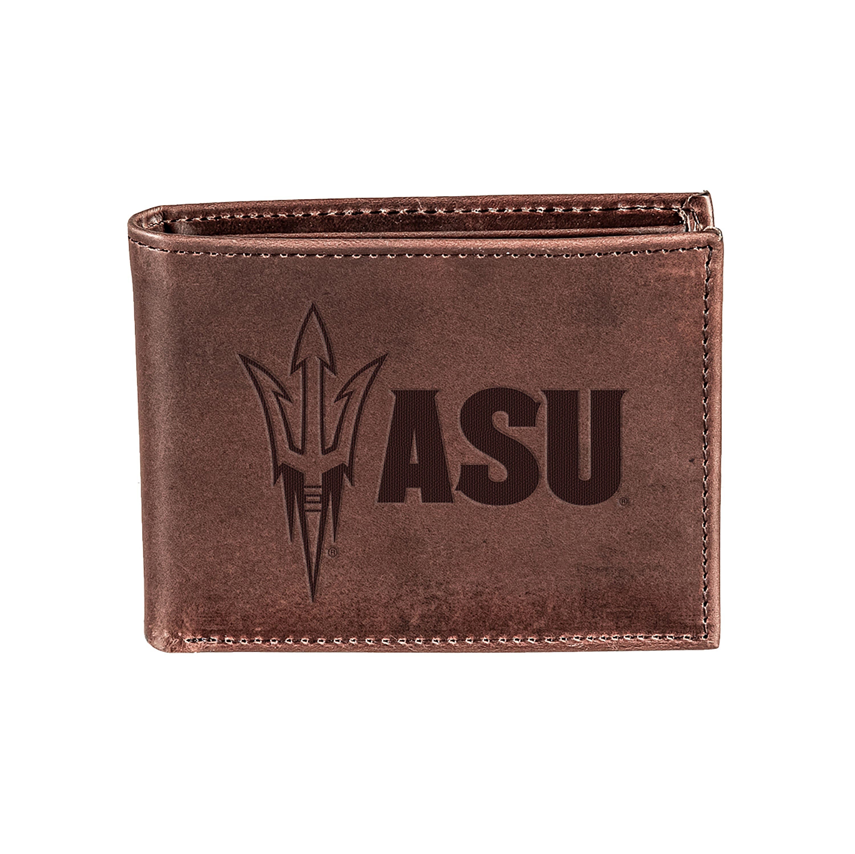 Arizona State University, Bi-Fold Wallet, Brown, CH, 100% Genuine Leather - Sports Collectibles, Sports Memorabilia, Sports Fan Shop, Sports Gifts