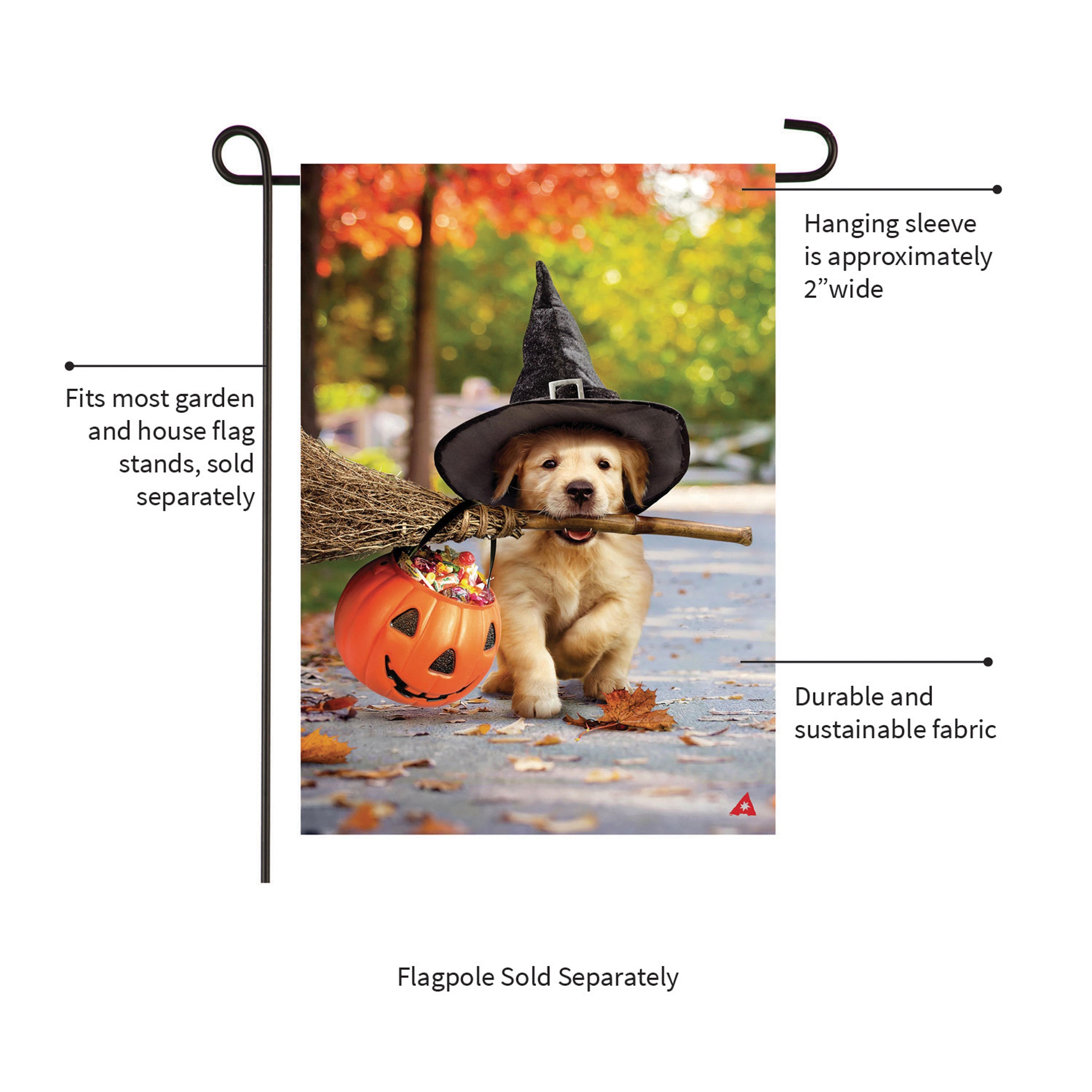 Goldens With Broom Suede Garden Flag - Sports Collectibles, Sports Memorabilia, Sports Fan Shop, Sports Gifts