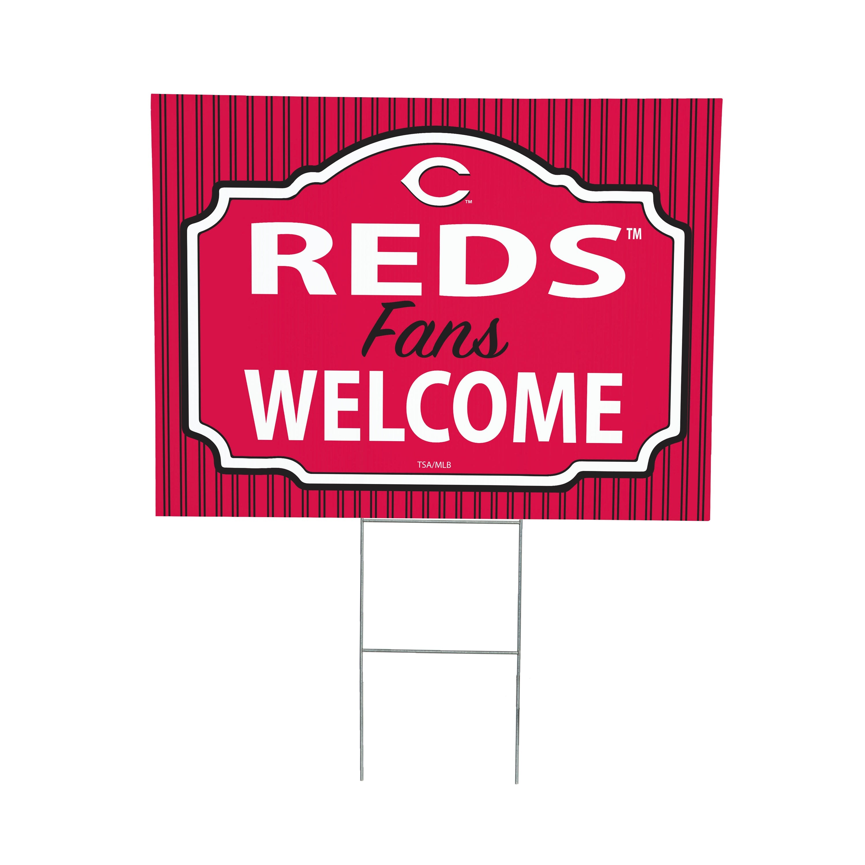 Cincinnati Reds Coroplast Yard Sign, "Fans Welcome" - Sports Collectibles, Sports Memorabilia, Sports Fan Shop, Sports Gifts