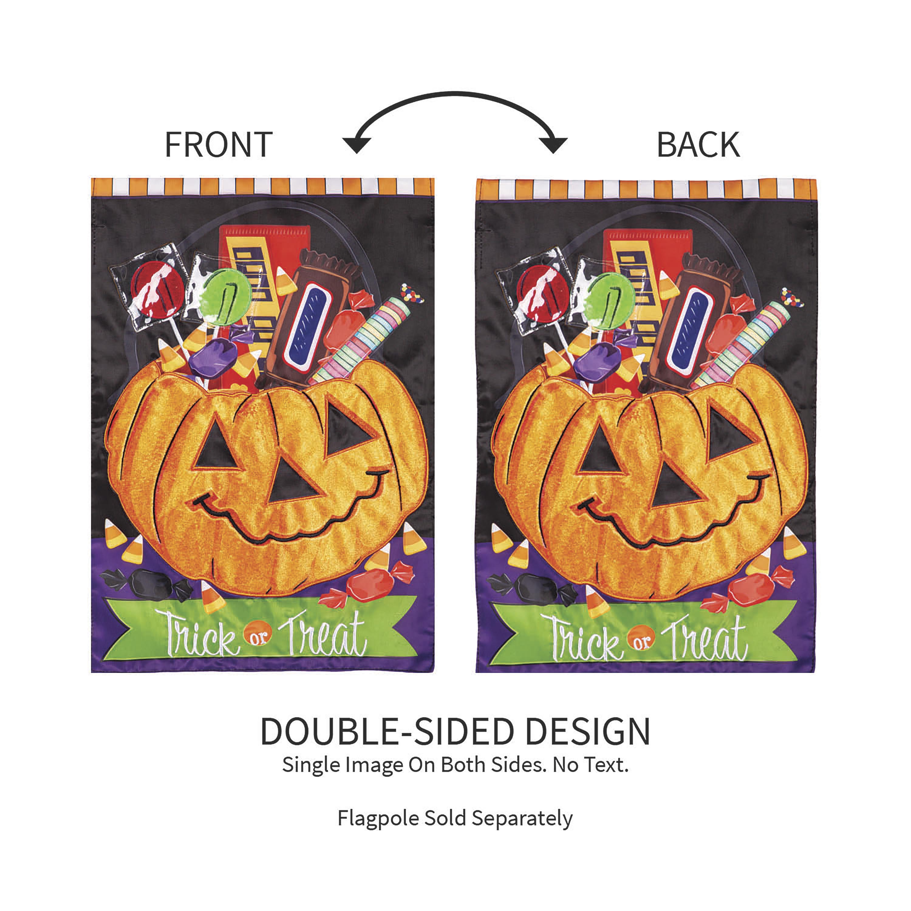 Trick or Treat Halloween Jack O'Lantern Pumpkin Bucket Applique Garden Flag - Sports Collectibles, Sports Memorabilia, Sports Fan Shop, Sports Gifts