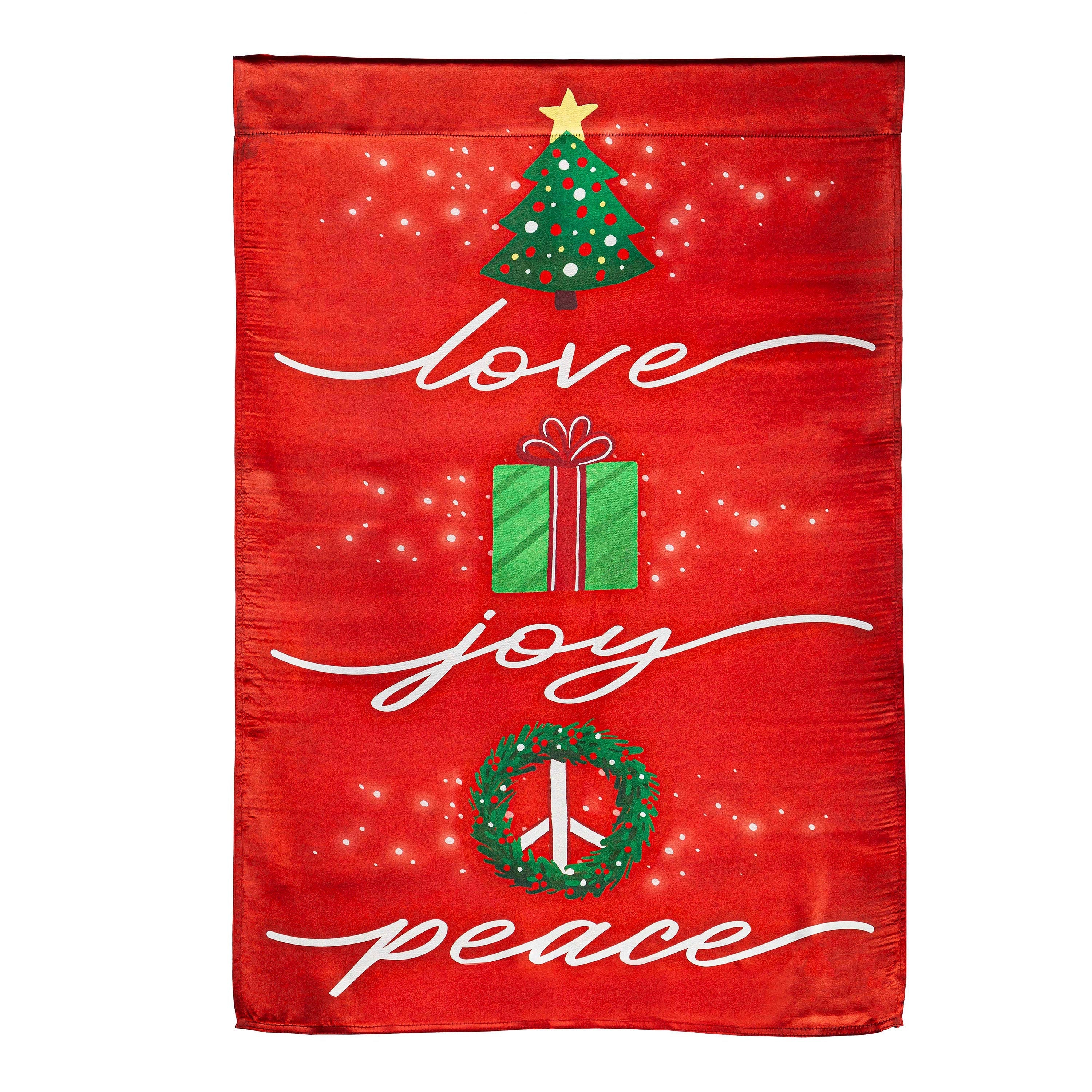 Love, Joy, Peace Lustre House Flag - Sports Collectibles, Sports Memorabilia, Sports Fan Shop, Sports Gifts