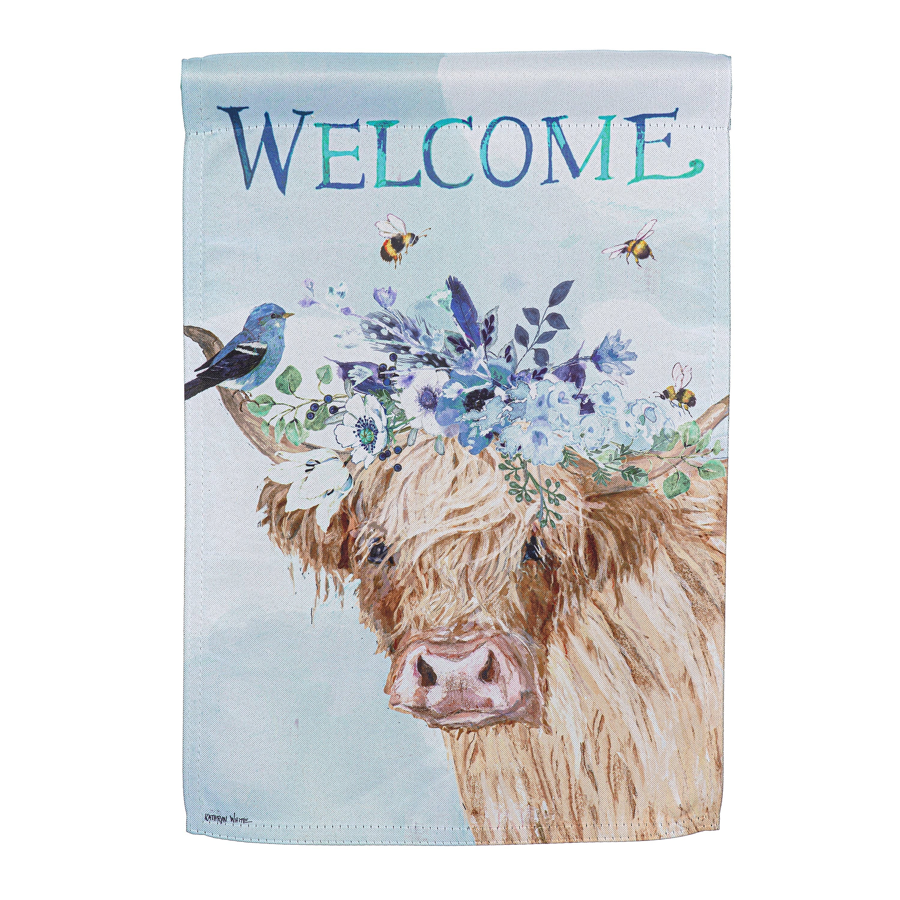 Floral Cow Suede Garden Flag - Sports Collectibles, Sports Memorabilia, Sports Fan Shop, Sports Gifts