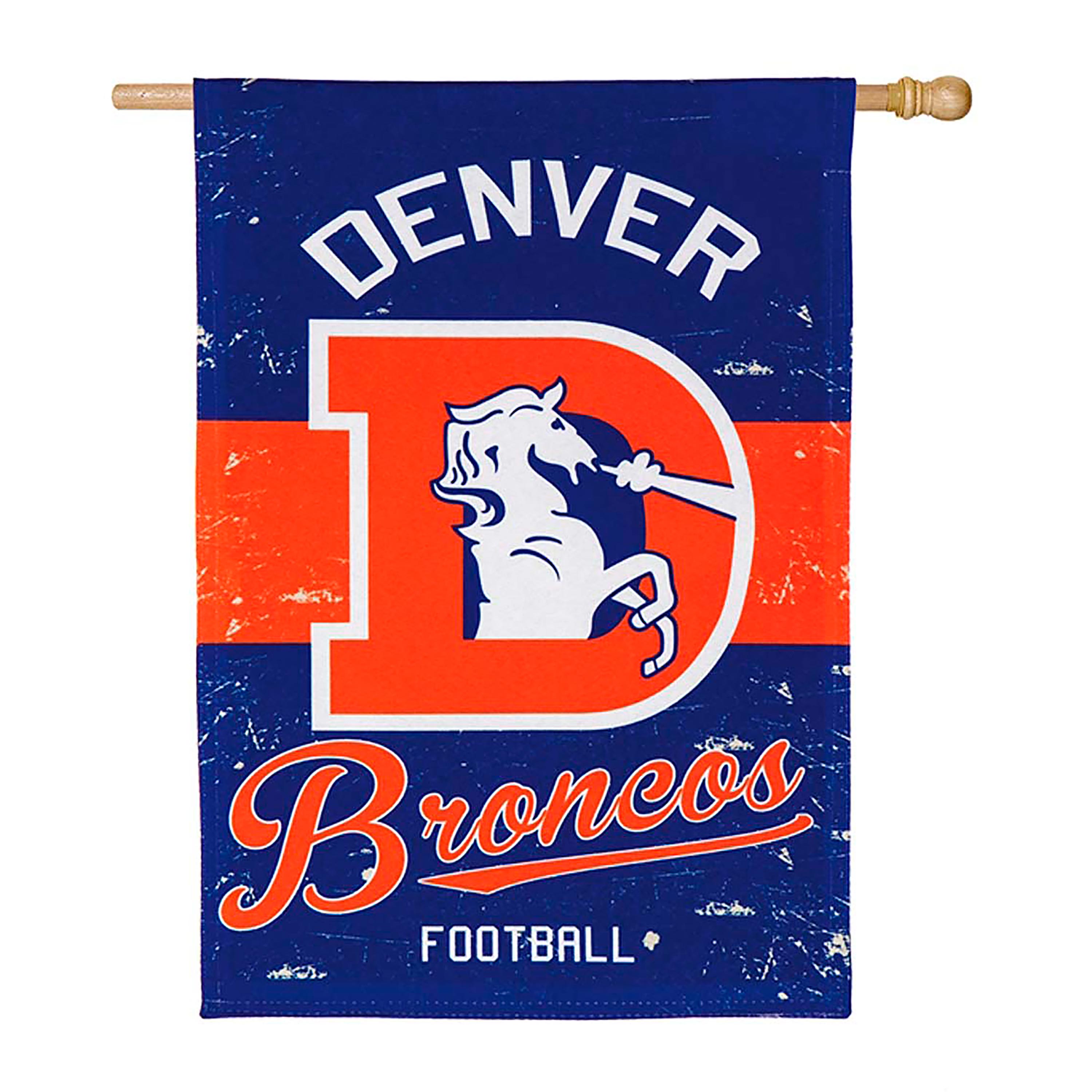 Double-Sided Vintage Graphic NFL Team Pride Linen House Flag, Denver Broncos - Sports Collectibles, Sports Memorabilia, Sports Fan Shop, Sports Gifts