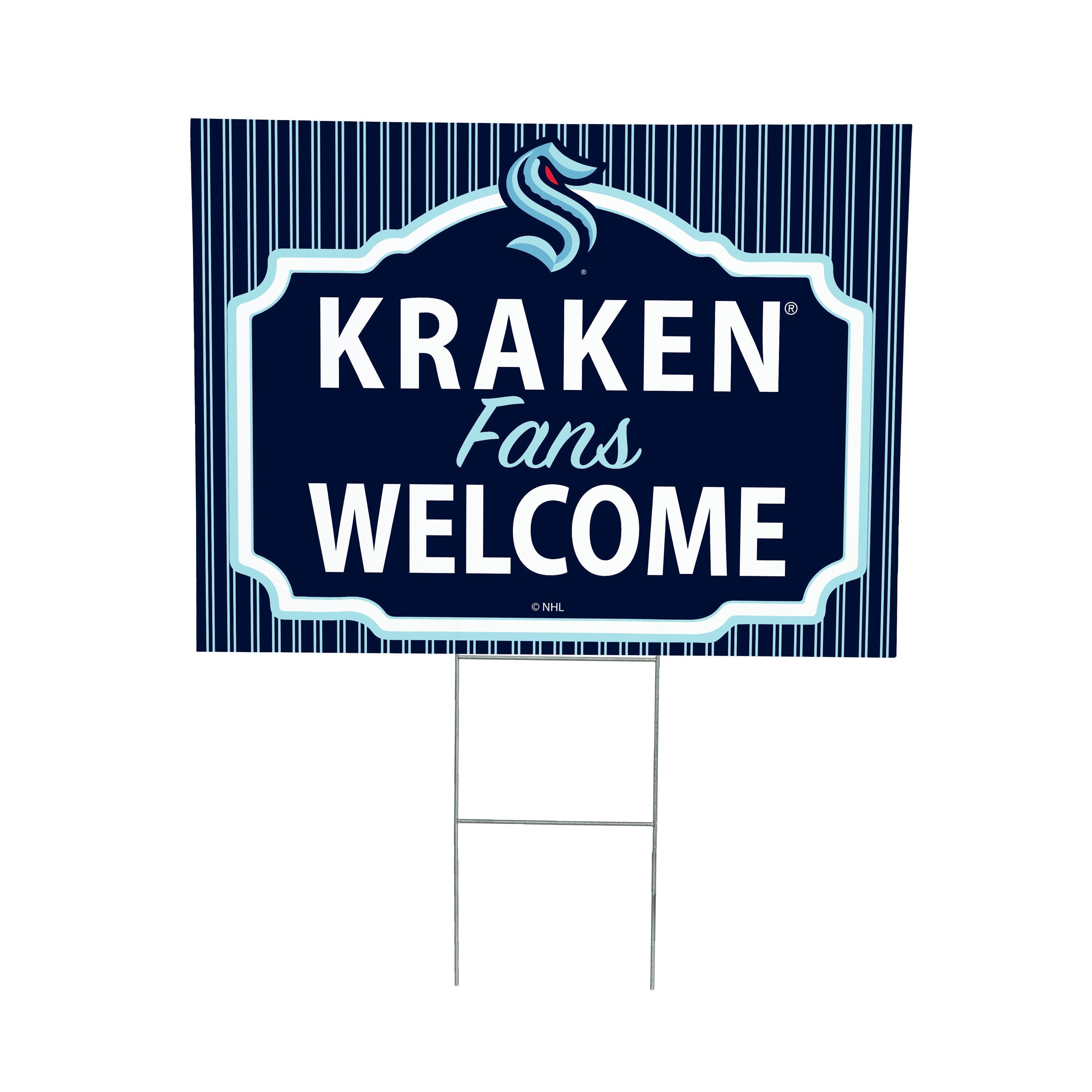 Seattle Kraken Coroplast Yard Sign, "Fans Welcome" - Sports Collectibles, Sports Memorabilia, Sports Fan Shop, Sports Gifts