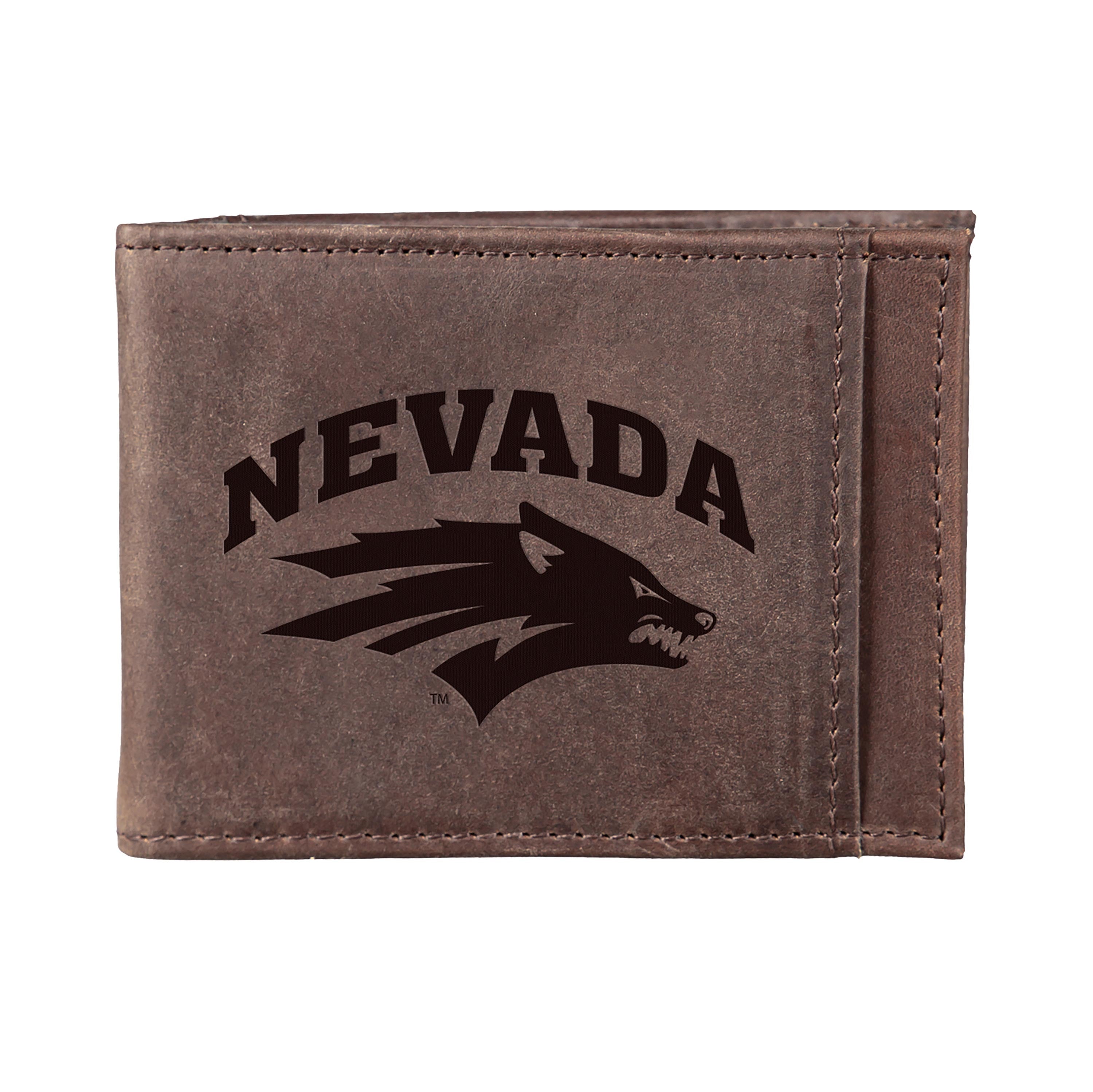 Front Pocket Wallet w/ RFID Blocking, University of Nevada, Reno, Brown - Sports Collectibles, Sports Memorabilia, Sports Fan Shop, Sports Gifts