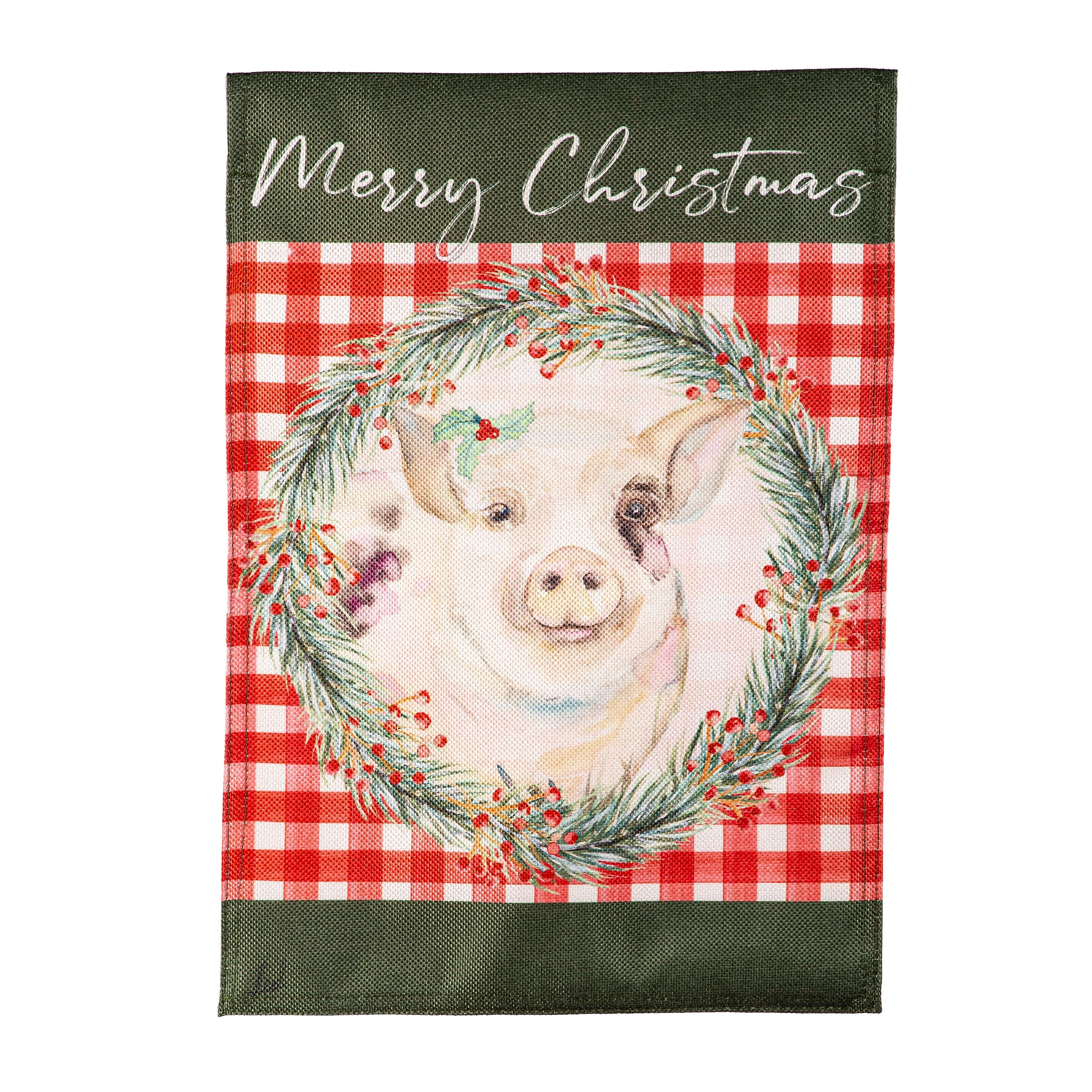 Merry Christmas Pig Burlap Garden Flag - Sports Gifts, Sports Memorabilia, Sports Collectibles, Fan Shop