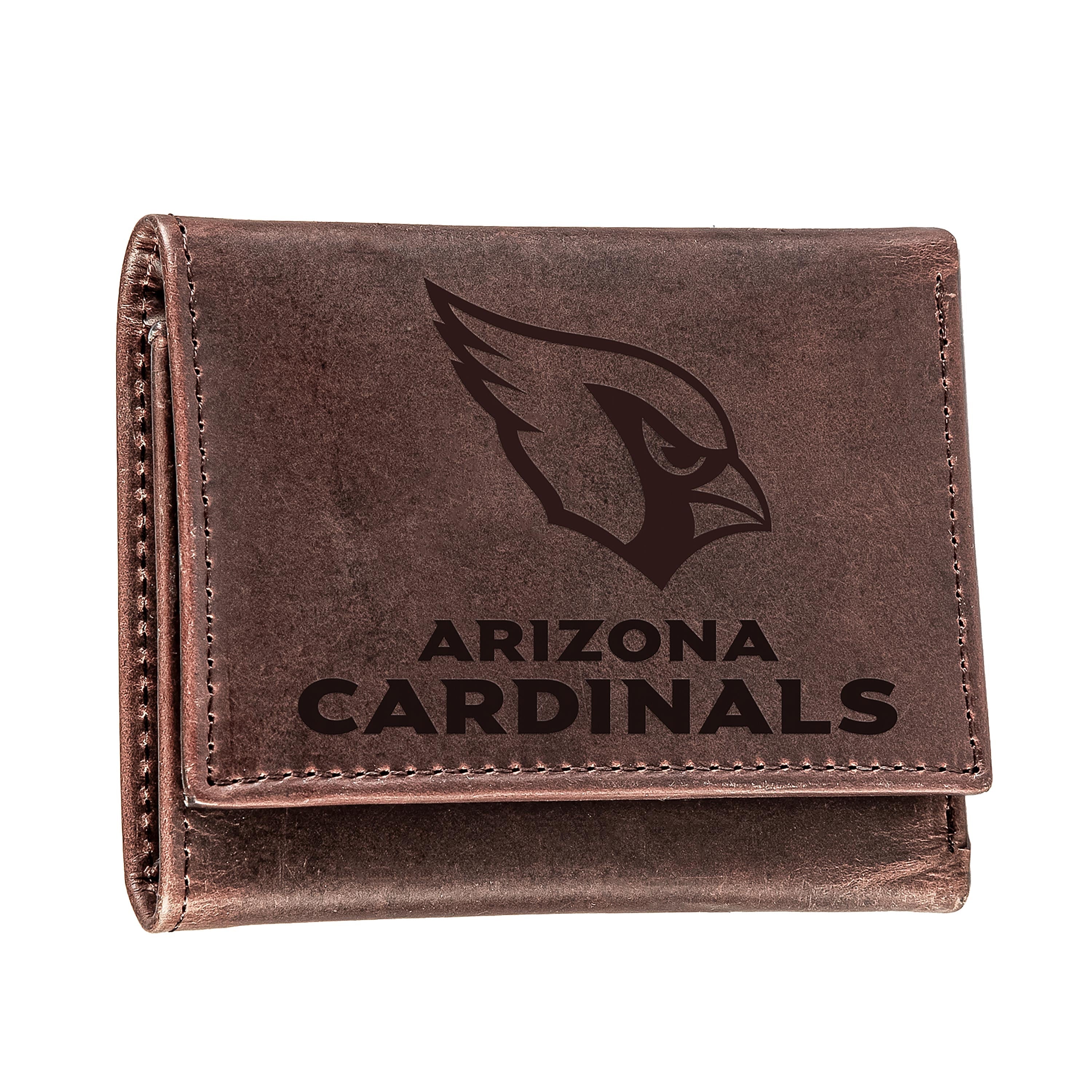 Arizona Cardinals, Tri-Fold Wallet, Brown, CH, 100% Genuine Leather - Sports Collectibles, Sports Memorabilia, Sports Fan Shop, Sports Gifts