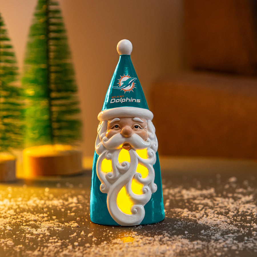 Miami Dolphins Santa LED Statuary, 8" - Sports Gifts, Sports Memorabilia, Sports Collectibles, Fan Shop