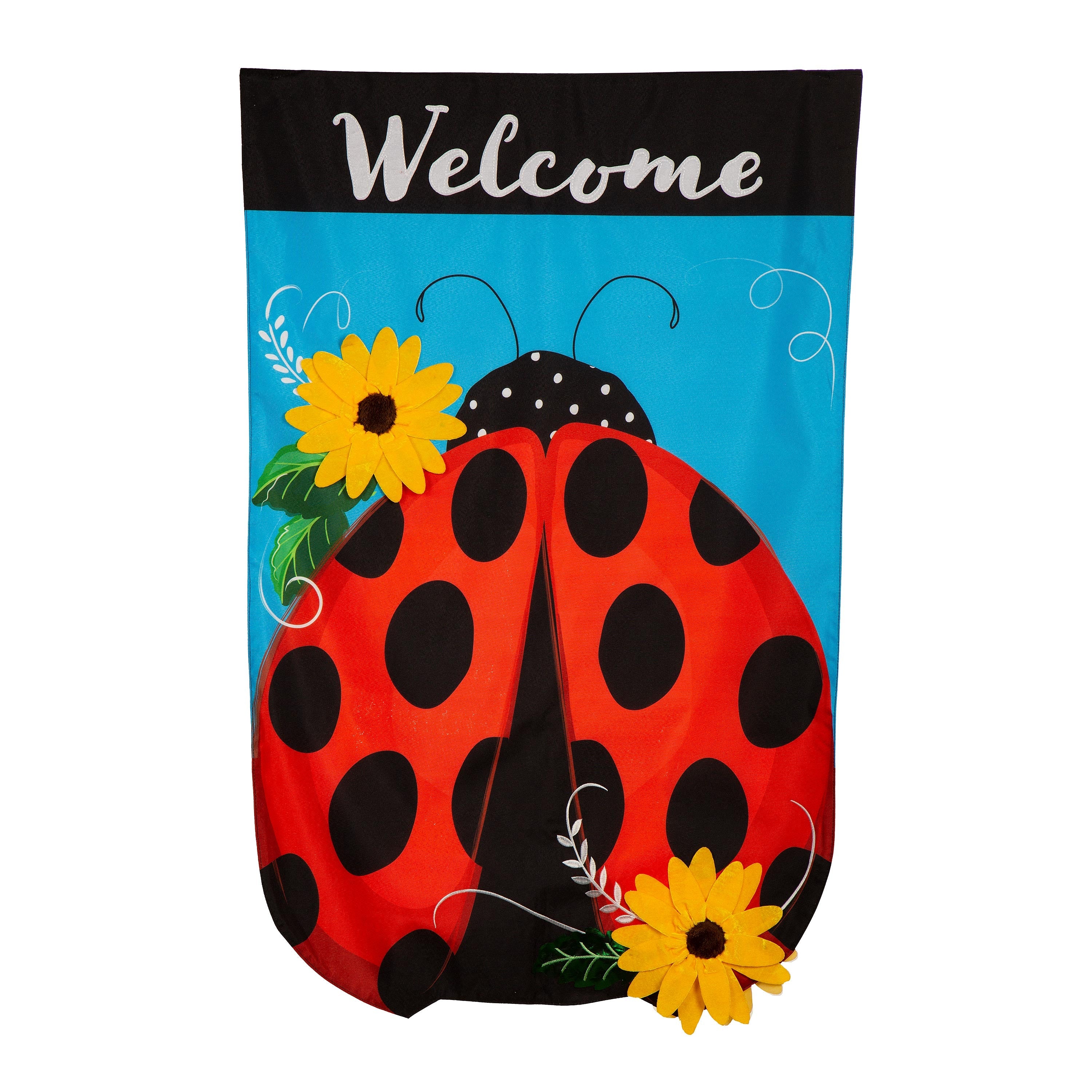 Ladybug Welcome Linen House Flag - Sports Collectibles, Sports Memorabilia, Sports Fan Shop, Sports Gifts