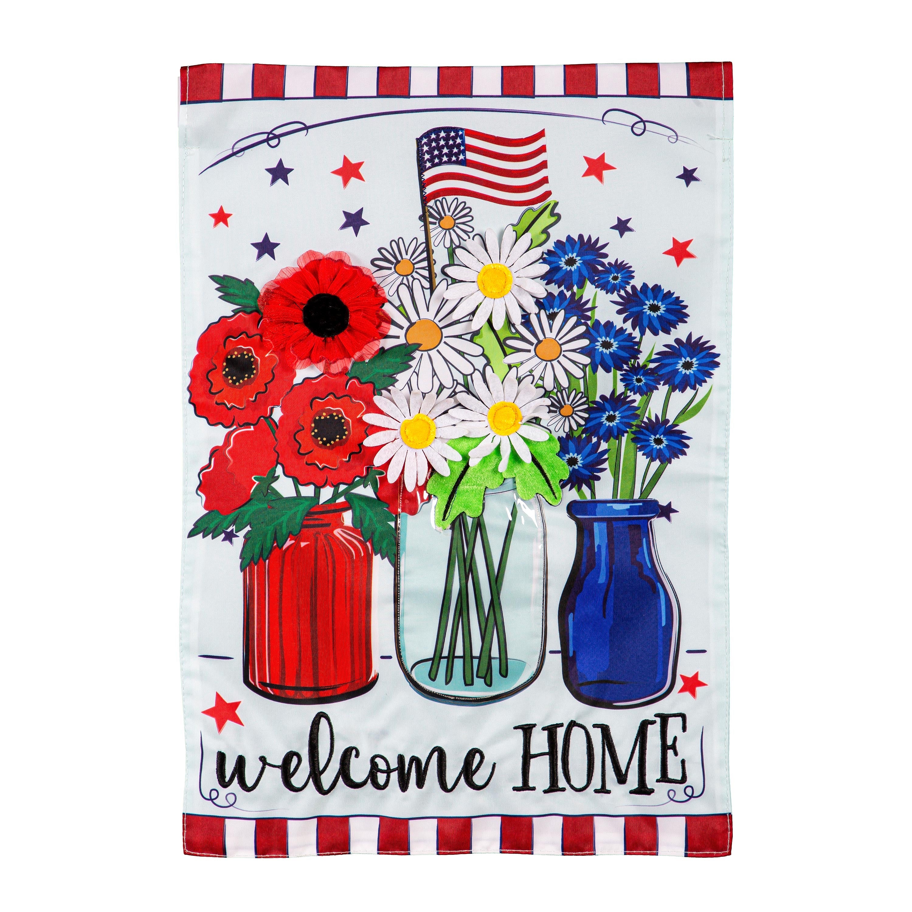 Patriotic Floral Applique Garden Flag - Sports Collectibles, Sports Memorabilia, Sports Fan Shop, Sports Gifts