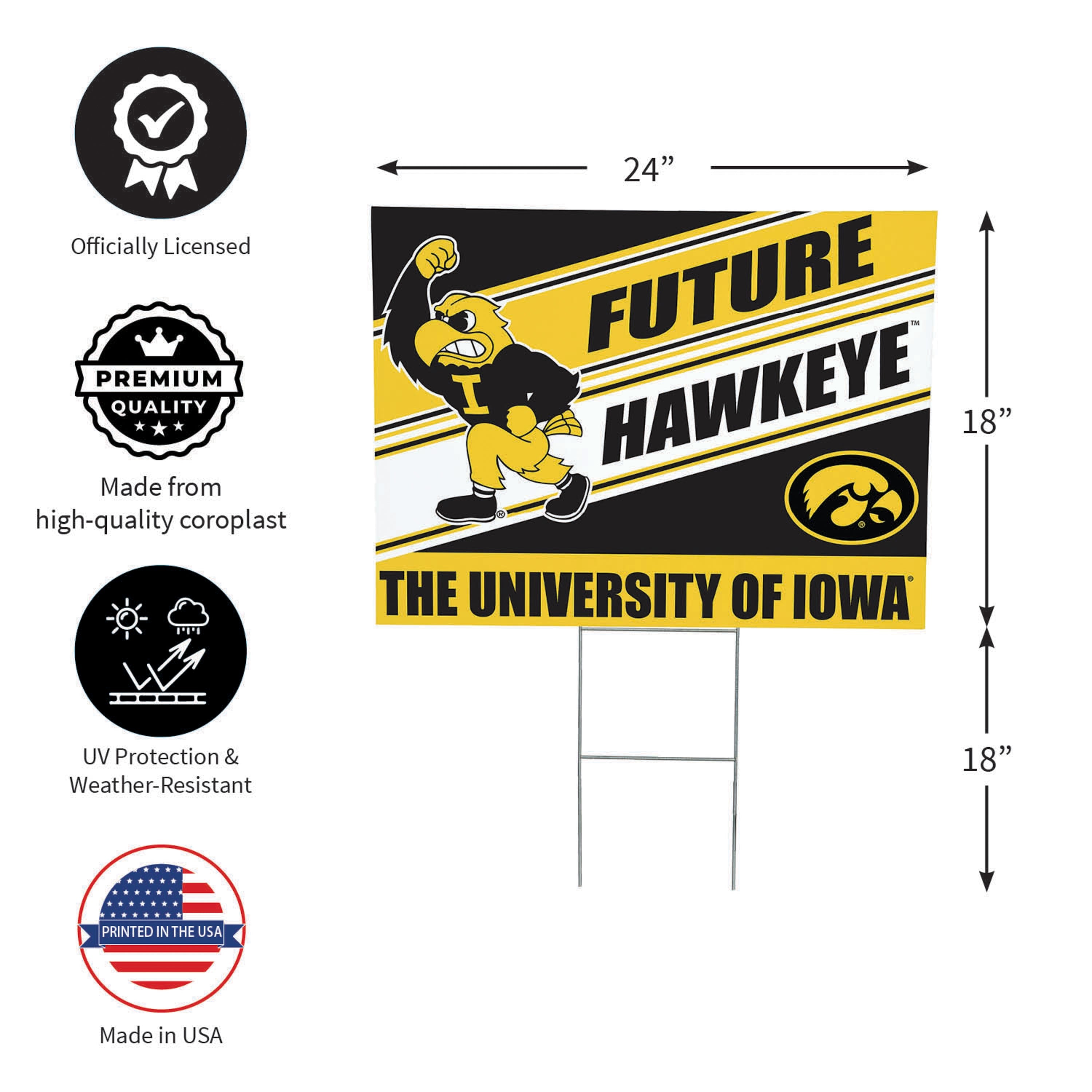 University of Iowa Coroplast Yard Sign, Future Student - Sports Collectibles, Sports Memorabilia, Sports Fan Shop, Sports Gifts