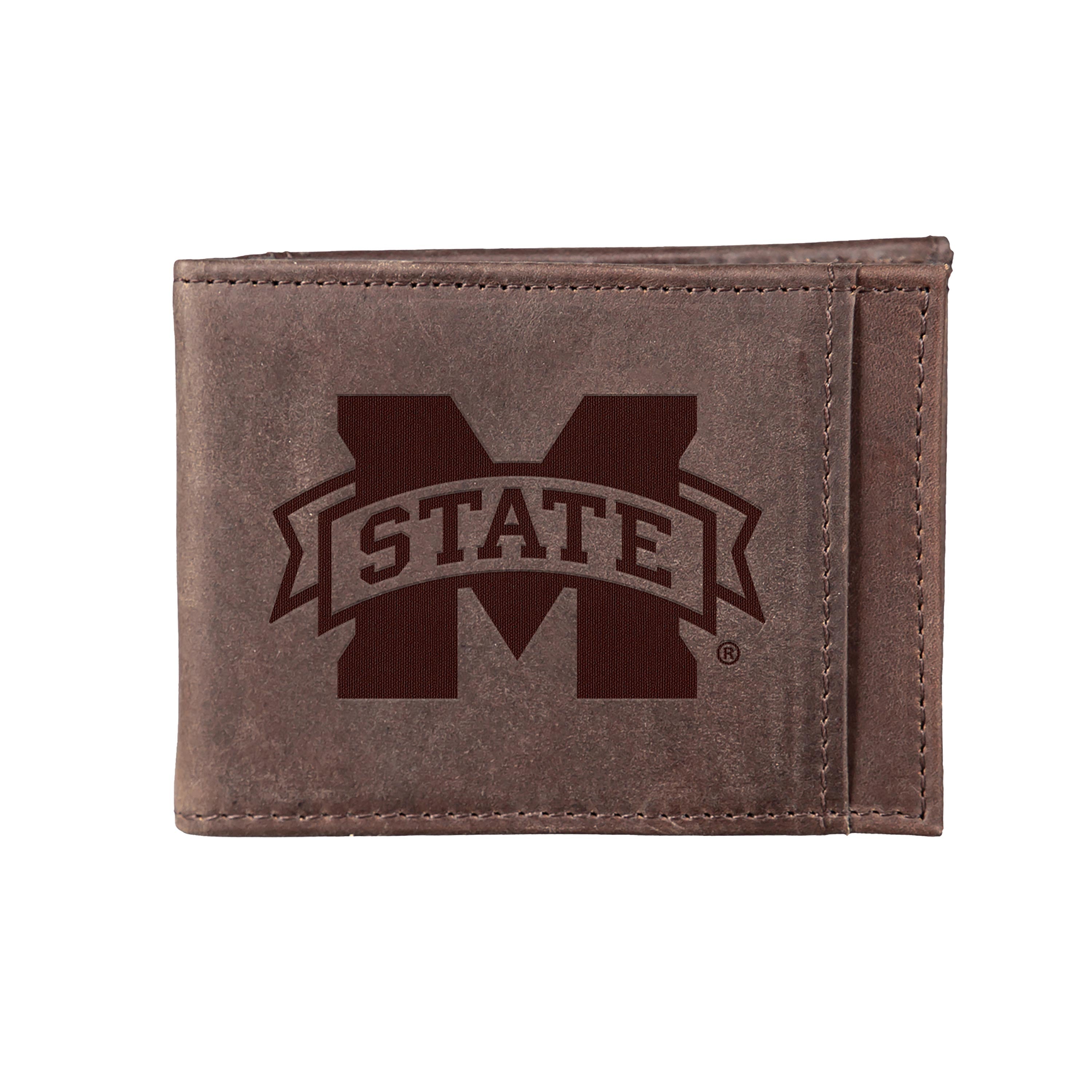 Front Pocket Wallet w/ RFID Blocking, Mississippi State University, Brown - Sports Collectibles, Sports Memorabilia, Sports Fan Shop, Sports Gifts