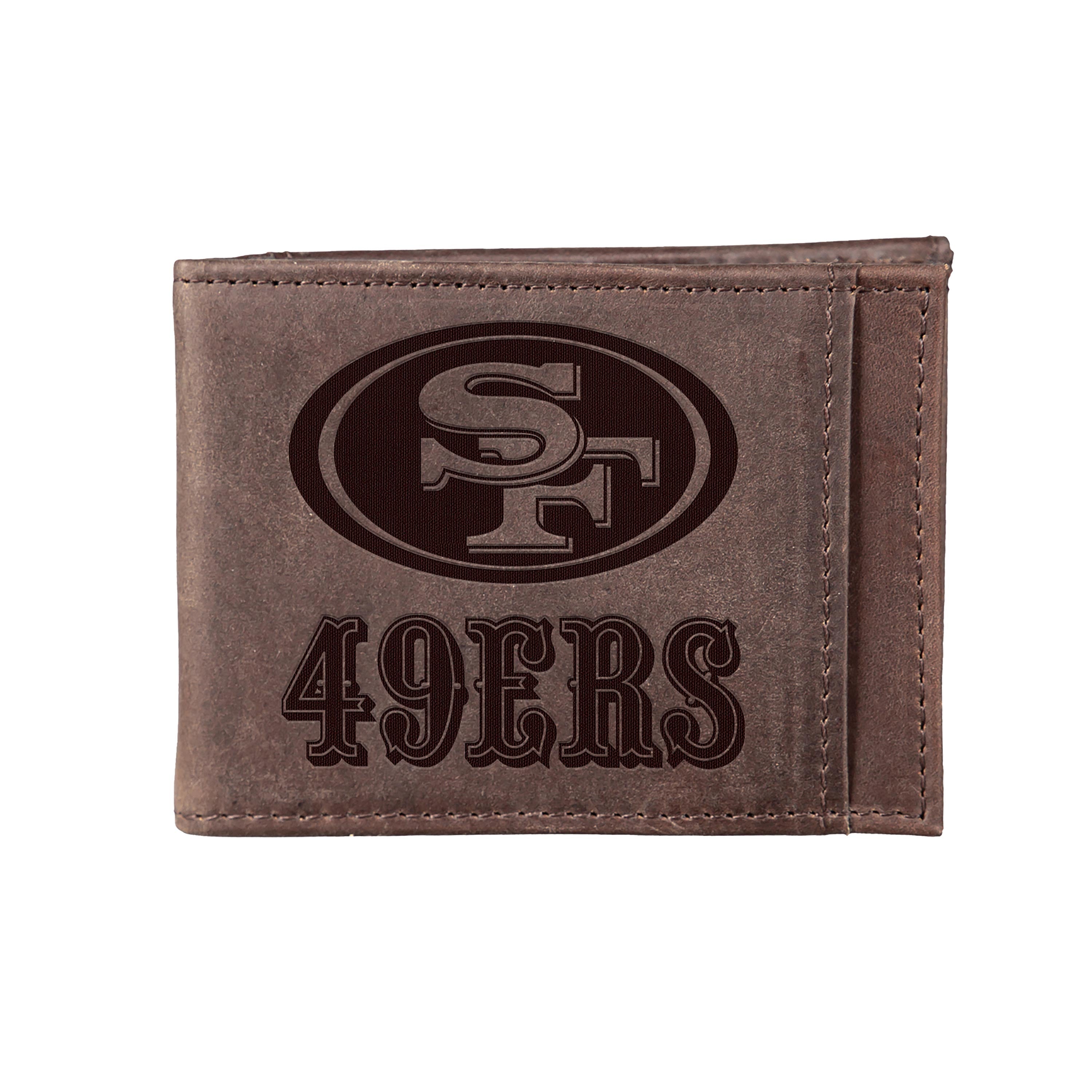 Front Pocket Wallet w/ RFID Blocking, San Francisco 49ers, Brown - Sports Collectibles, Sports Memorabilia, Sports Fan Shop, Sports Gifts