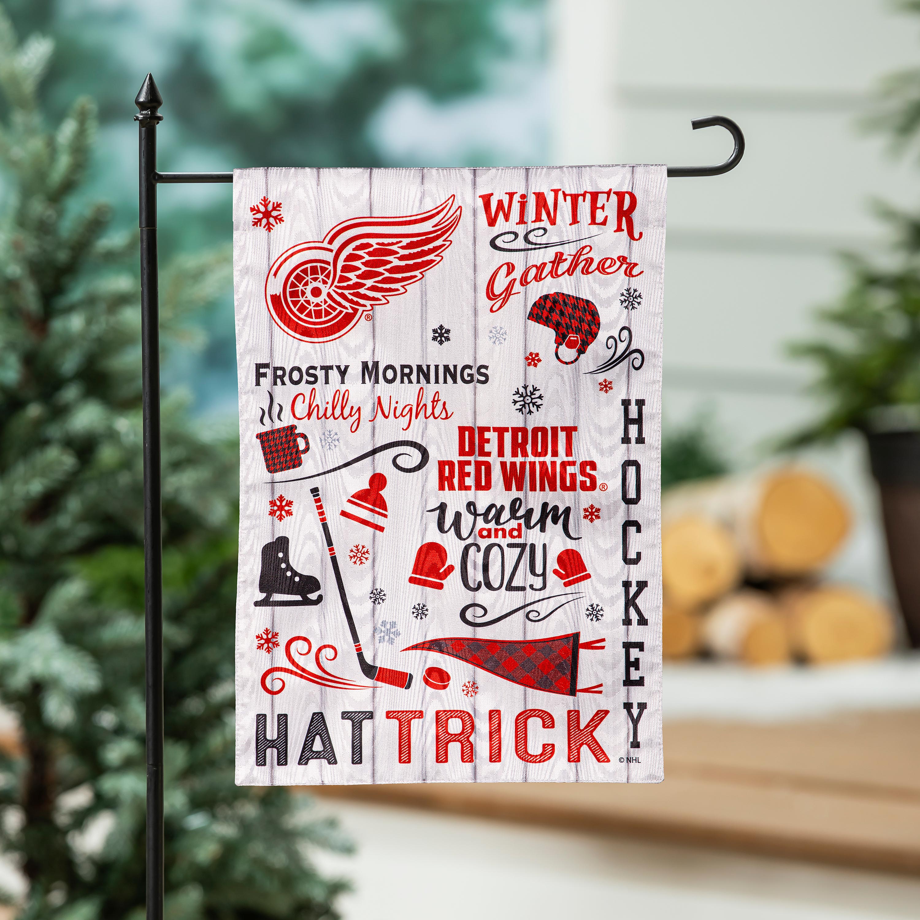 Detroit Red Wings, Moire Flag, GDN, Fall Seasonal - Sports Gifts, Sports Memorabilia, Sports Collectibles, Fan Shop