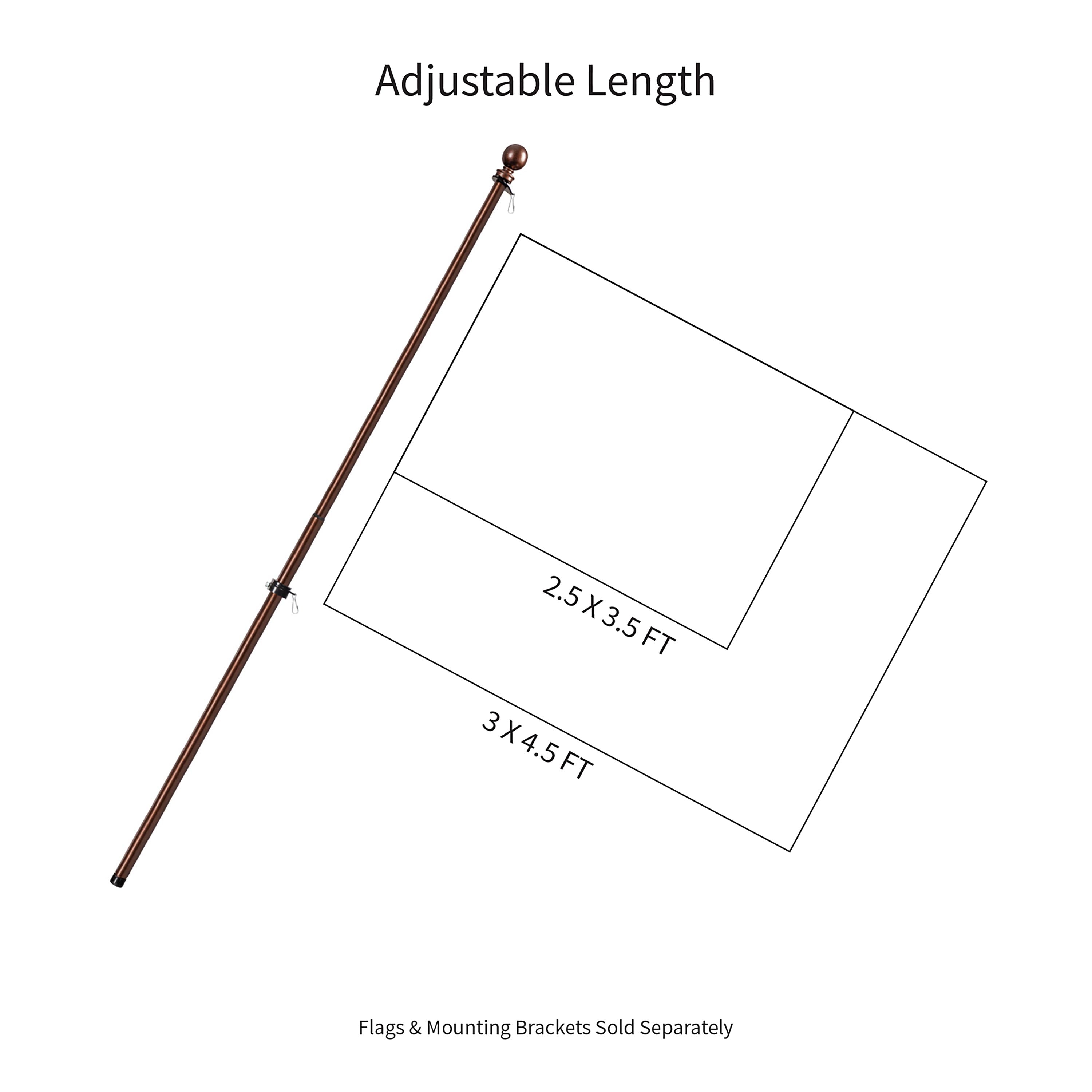 Extendable Metal House Flag Pole, Bronze - Sports Gifts, Sports Memorabilia, Sports Collectibles, Fan Shop