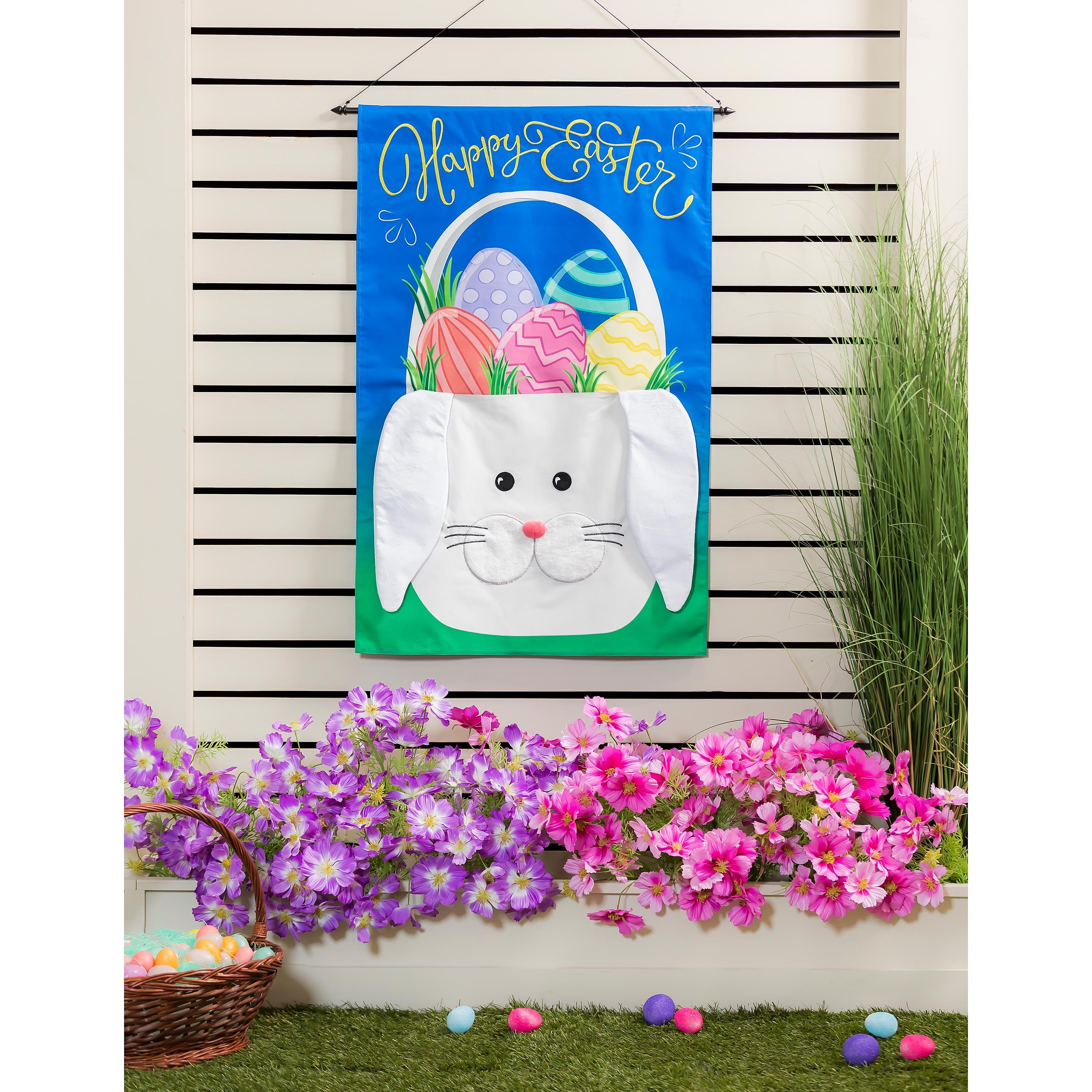 Easter Bunny Basket House Burlap Flag - Sports Collectibles, Sports Memorabilia, Sports Fan Shop, Sports Gifts