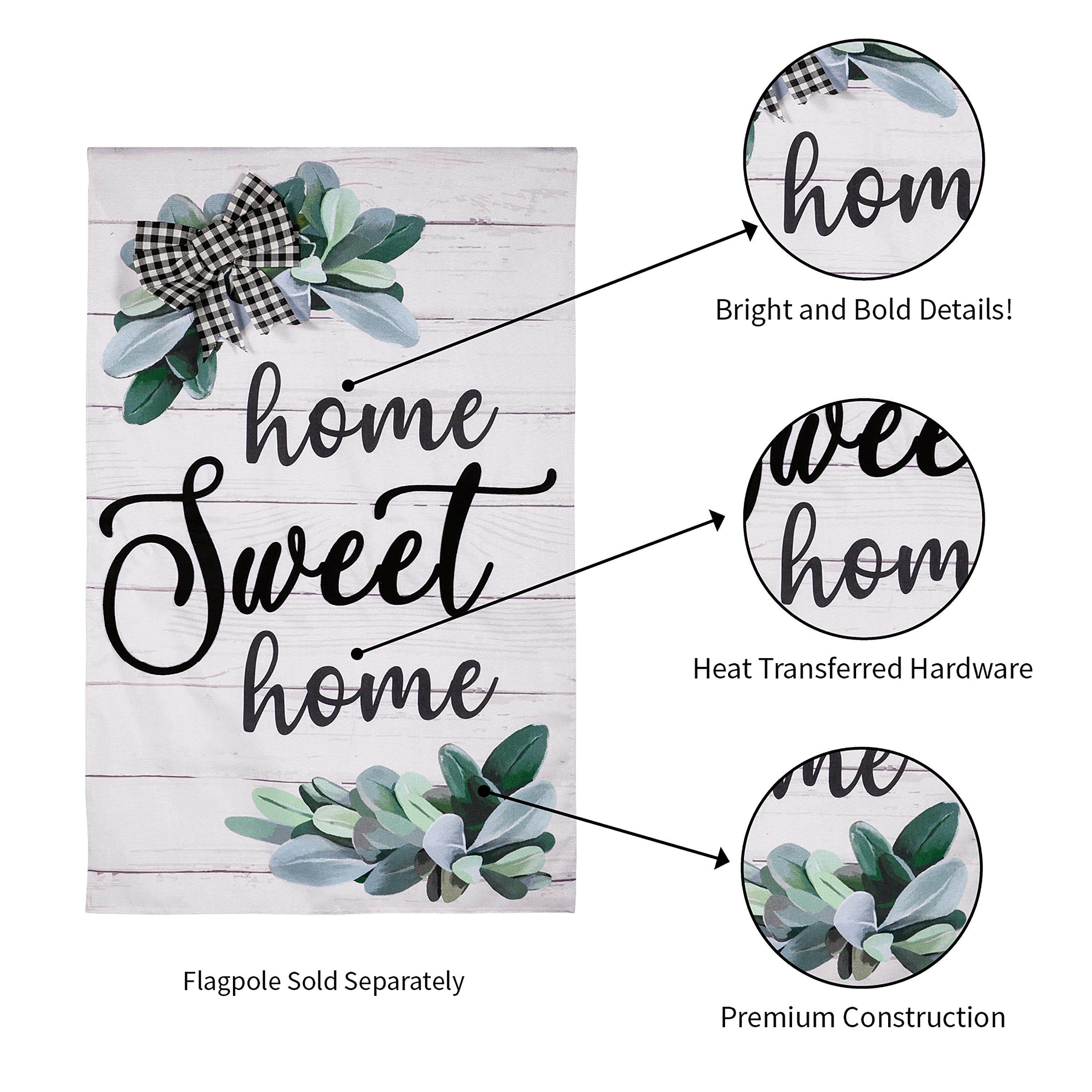 Home Sweet Home Eucalyptus House Burlap Flag - Sports Collectibles, Sports Memorabilia, Sports Fan Shop, Sports Gifts