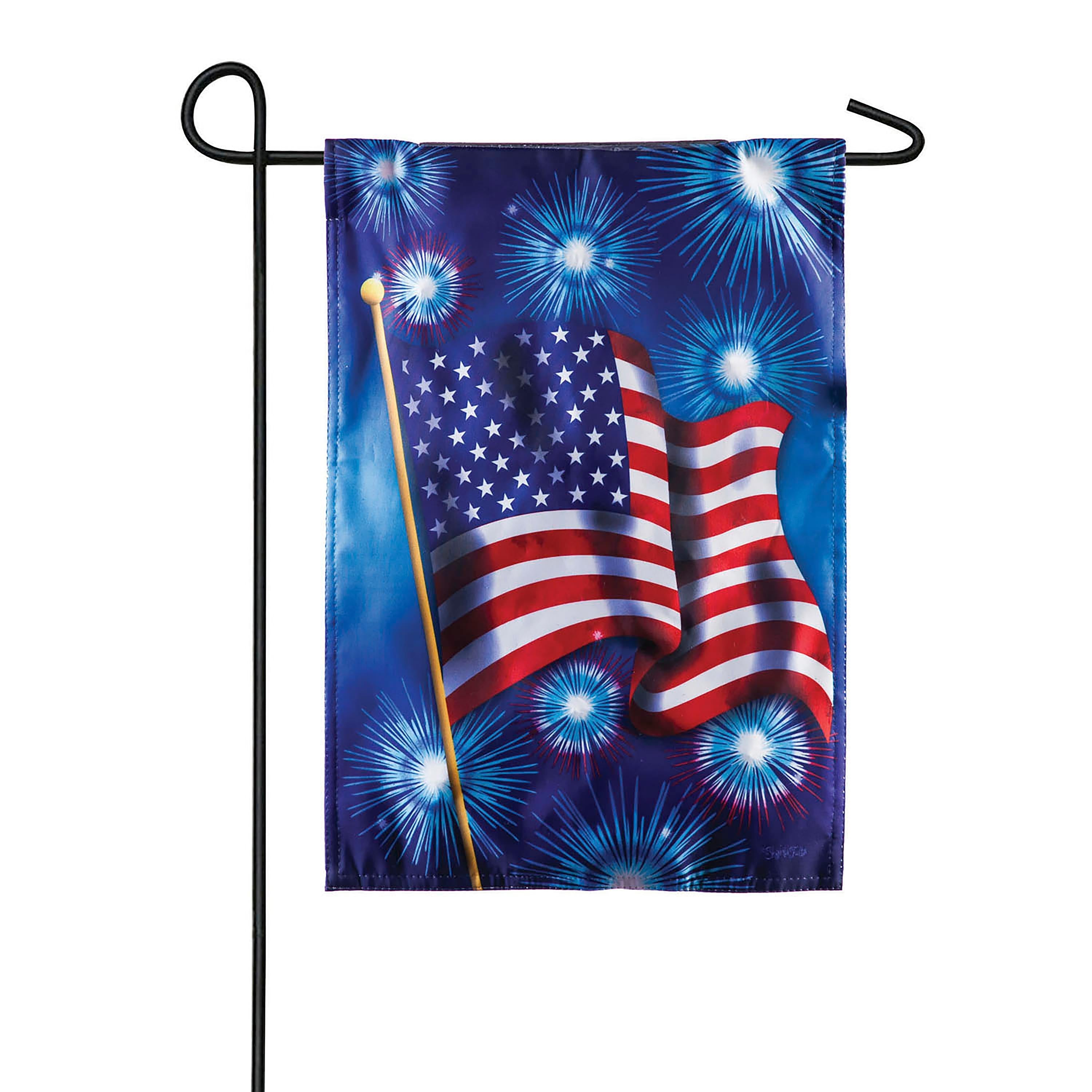 Waving Flag & Fireworks Solar LED Garden Flag - Sports Collectibles, Sports Memorabilia, Sports Fan Shop, Sports Gifts
