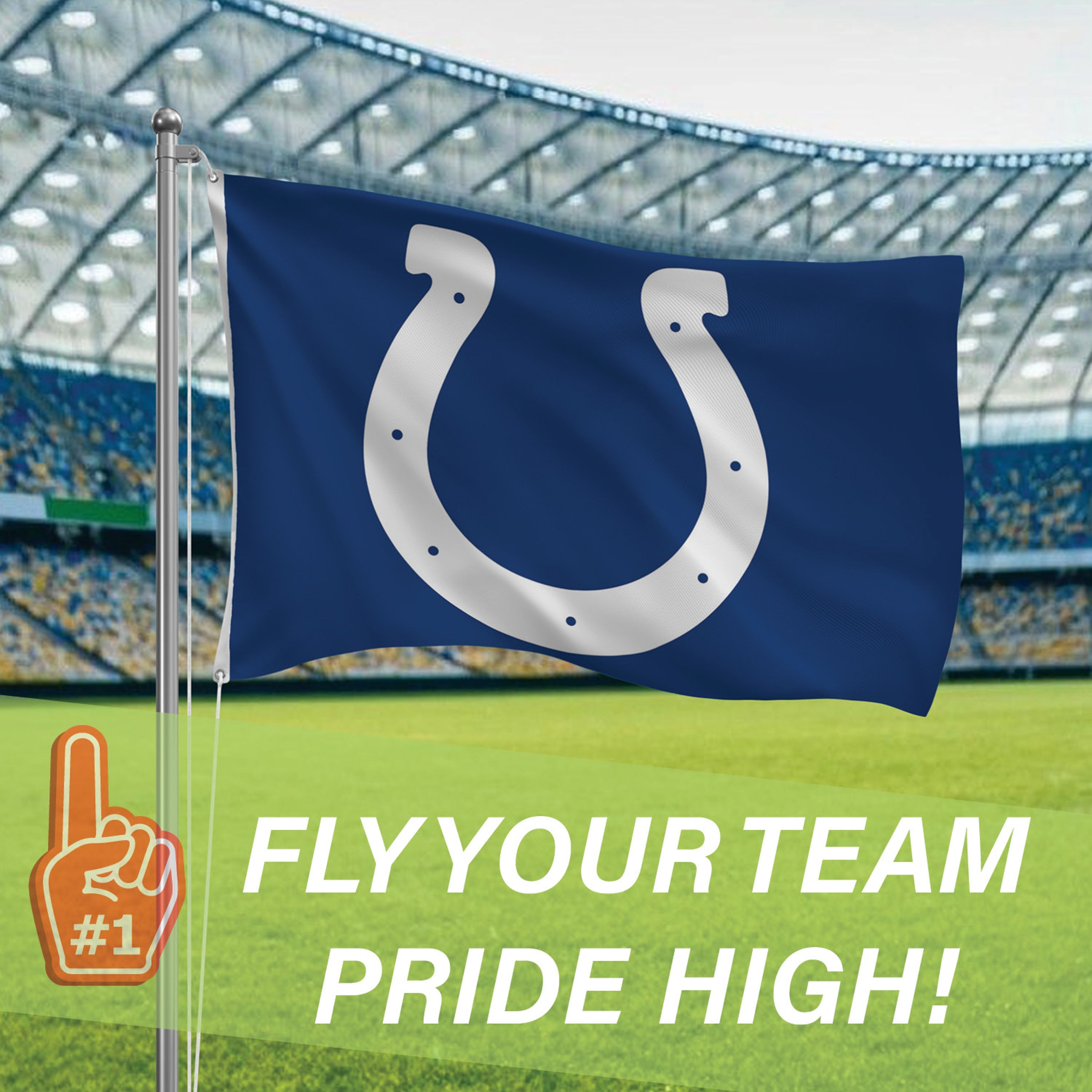 Indianapolis Colts Single Sided Flag w/ 2 Grommets, 3'x5' - Sports Gifts, Sports Memorabilia, Sports Collectibles, Fan Shop