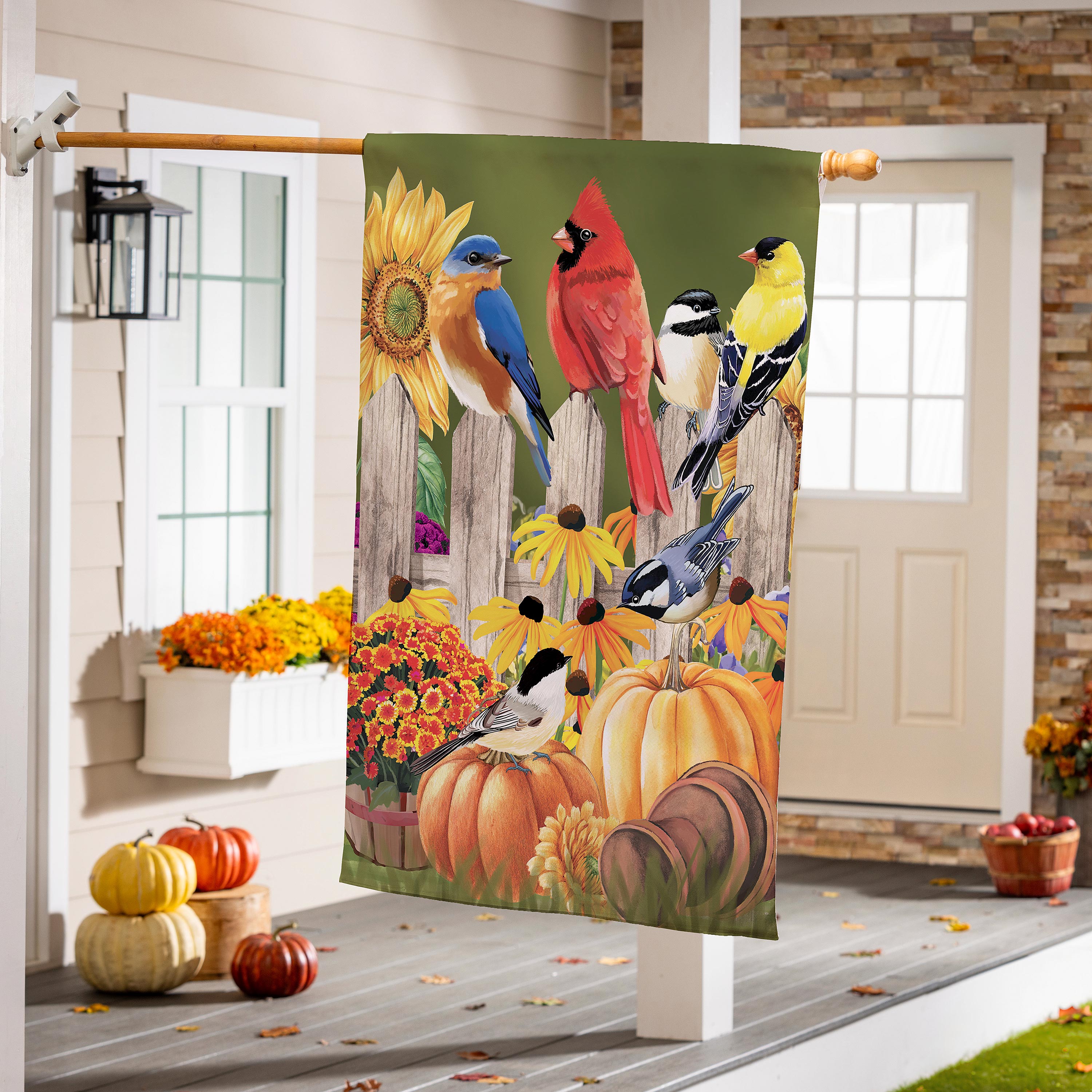 Flock Of Pumpkins Suede House Flag - Sports Gifts, Sports Memorabilia, Sports Collectibles, Fan Shop