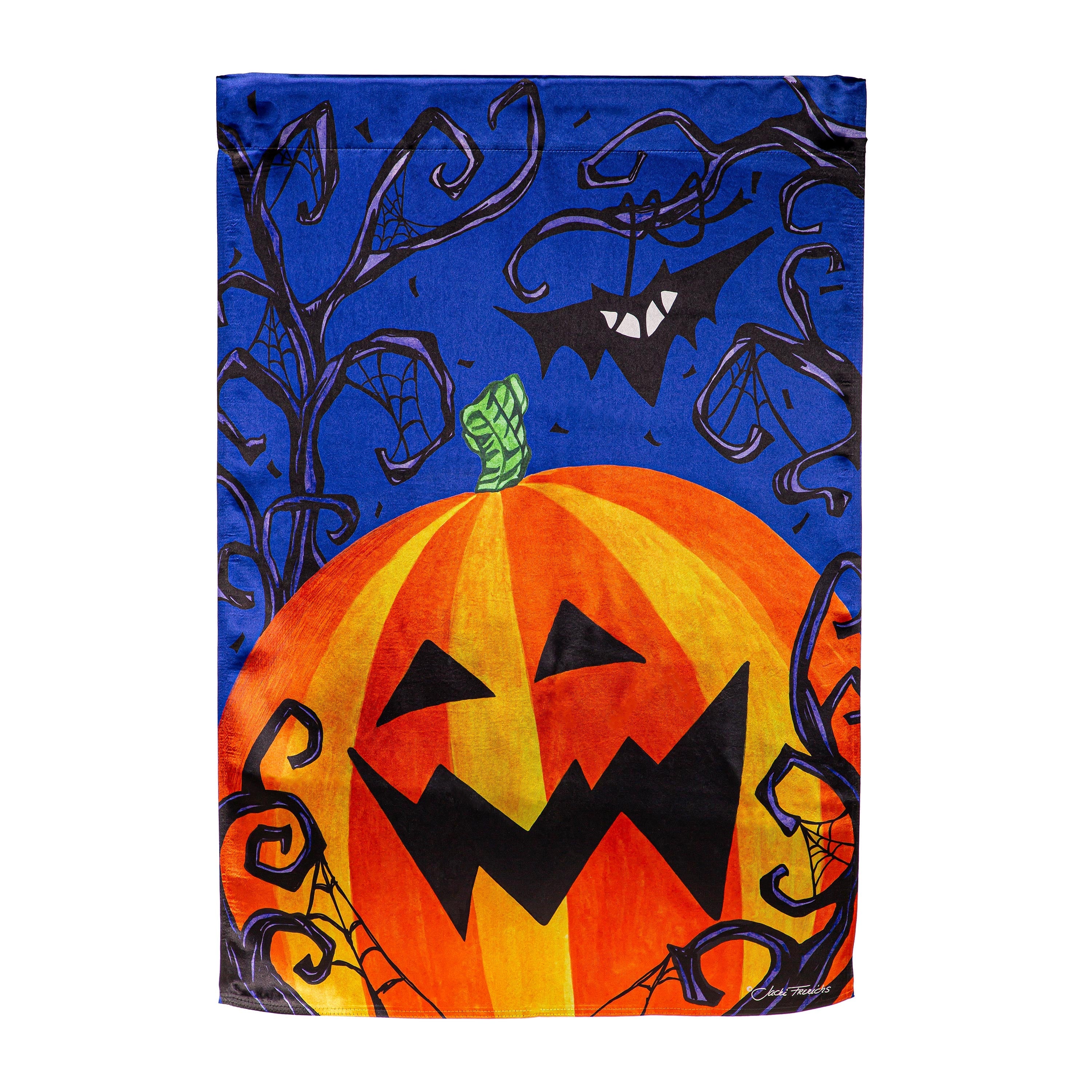 Halloween Jack O' Lantern Pumpkin Lustre House Flag - Sports Collectibles, Sports Memorabilia, Sports Fan Shop, Sports Gifts