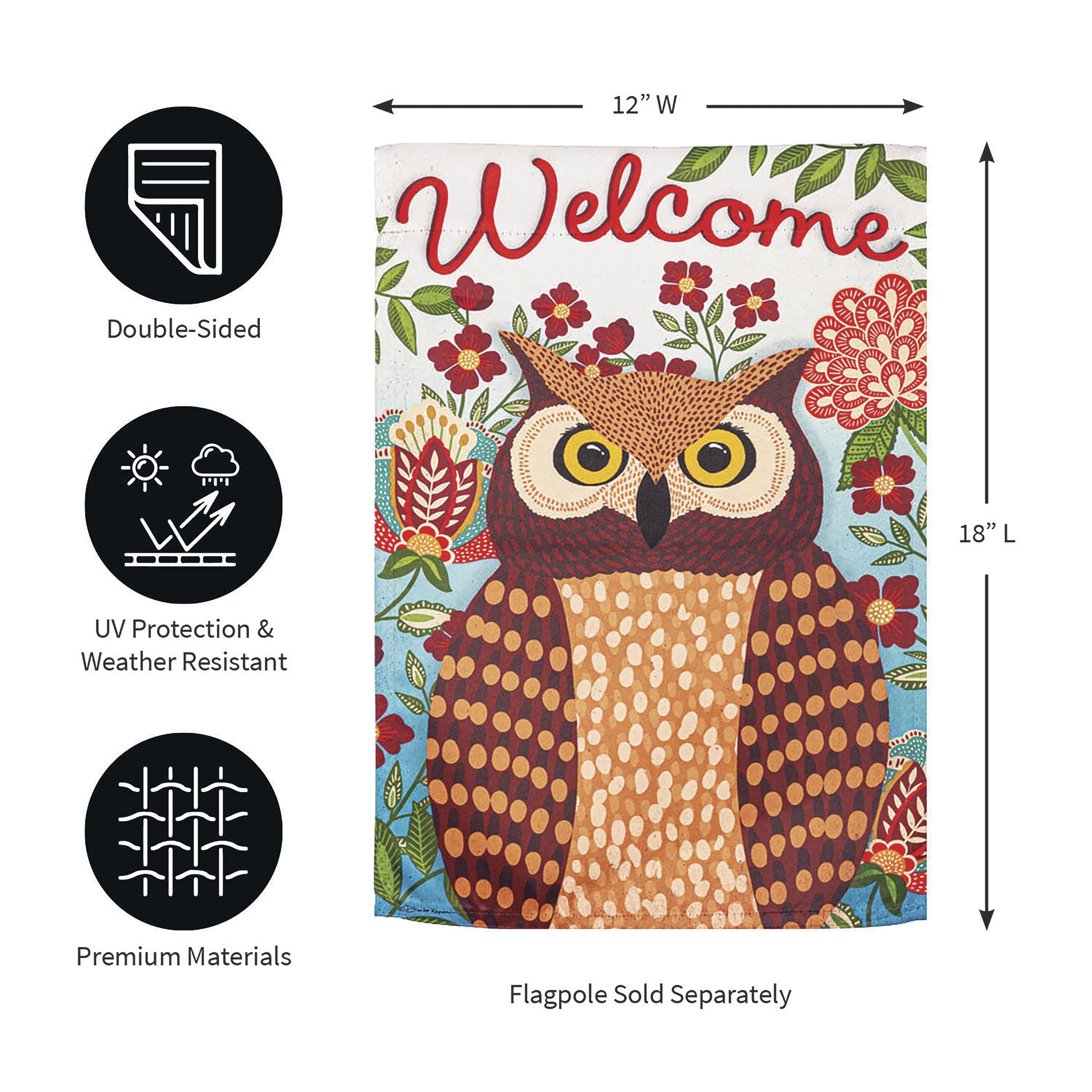 Fall Owl Welcome Garden Suede Flag - Sports Collectibles, Sports Memorabilia, Sports Fan Shop, Sports Gifts