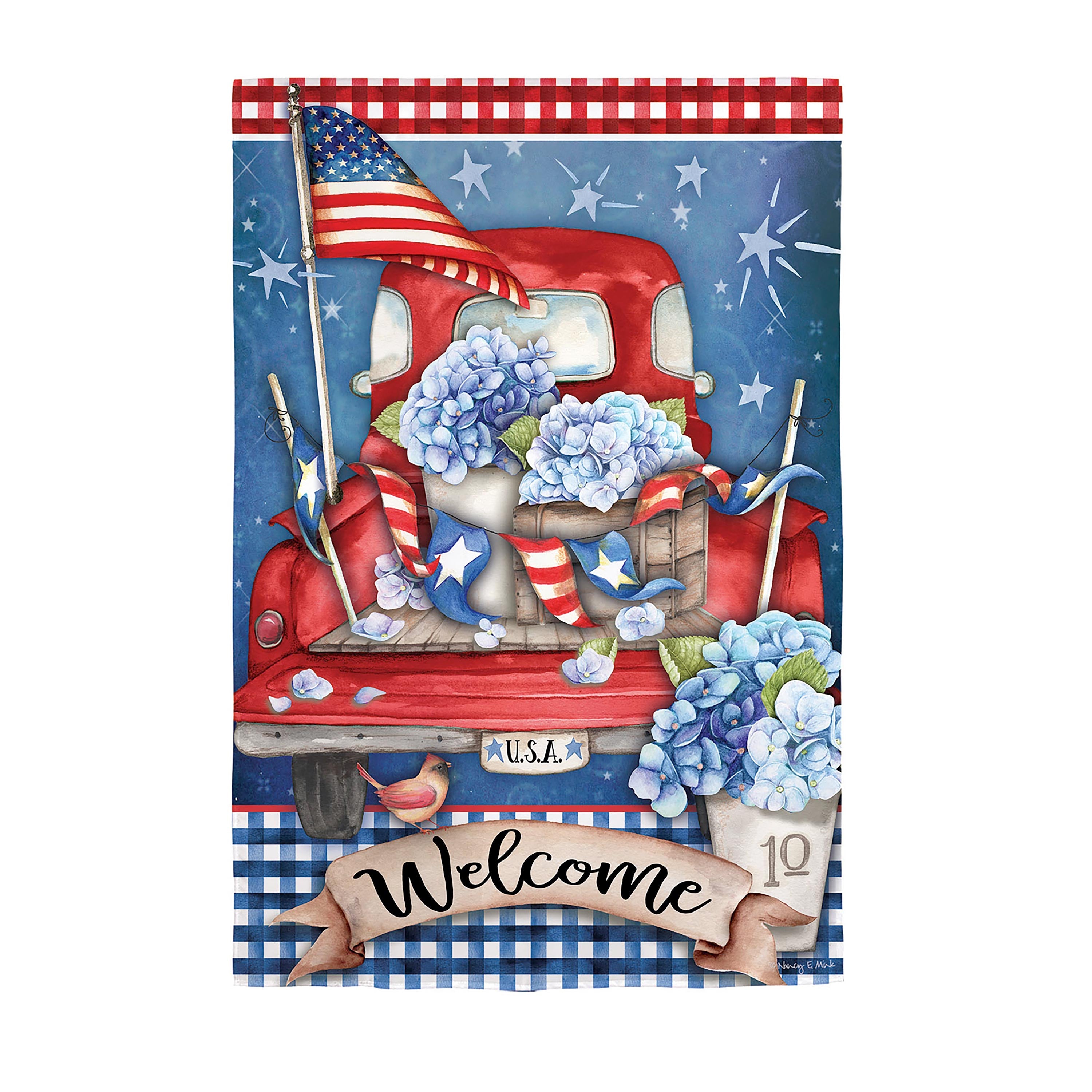 Patriotic Truck Garden Suede Flag - Sports Collectibles, Sports Memorabilia, Sports Fan Shop, Sports Gifts