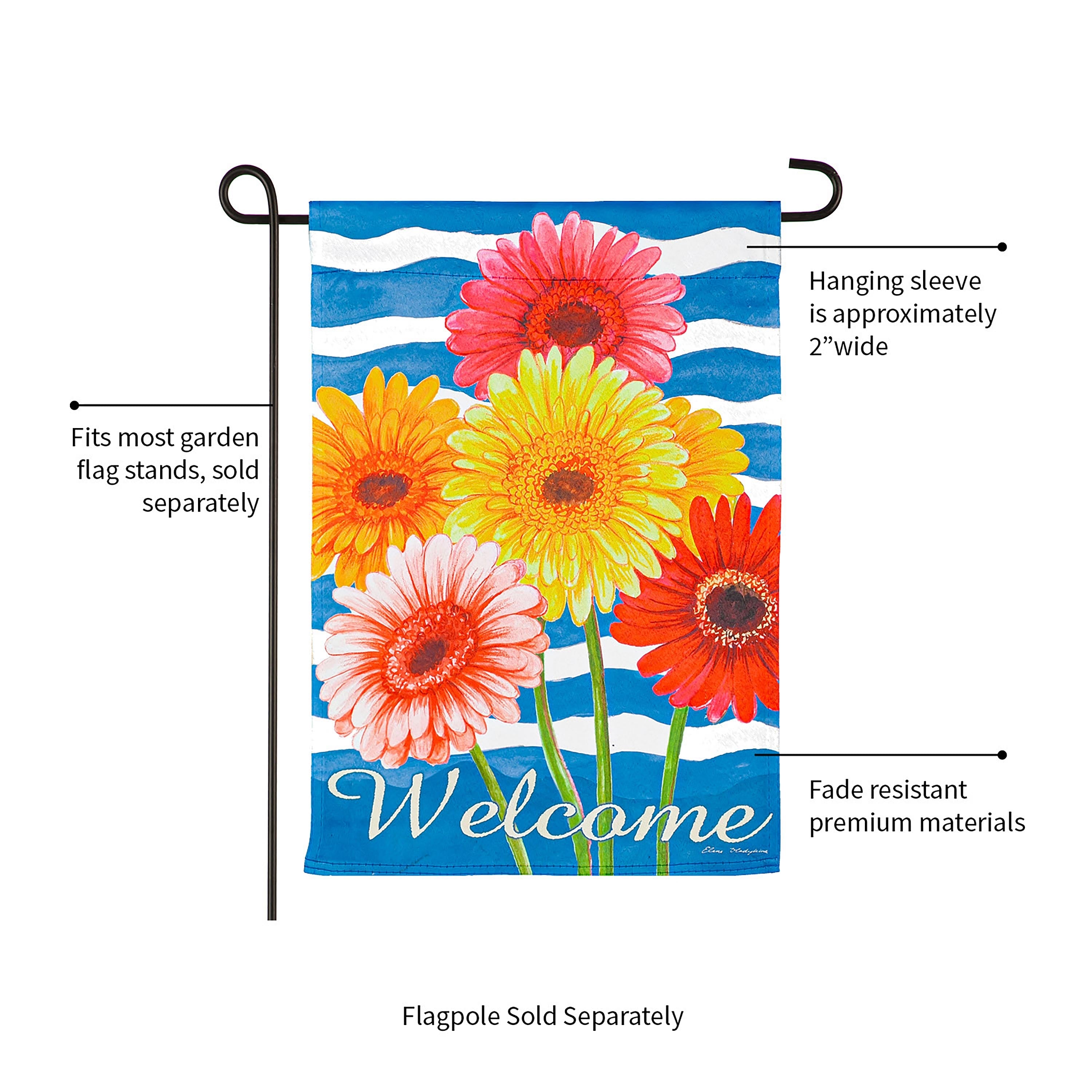 Spring Gerbera Bouquet Garden Suede Flag - Sports Collectibles, Sports Memorabilia, Sports Fan Shop, Sports Gifts