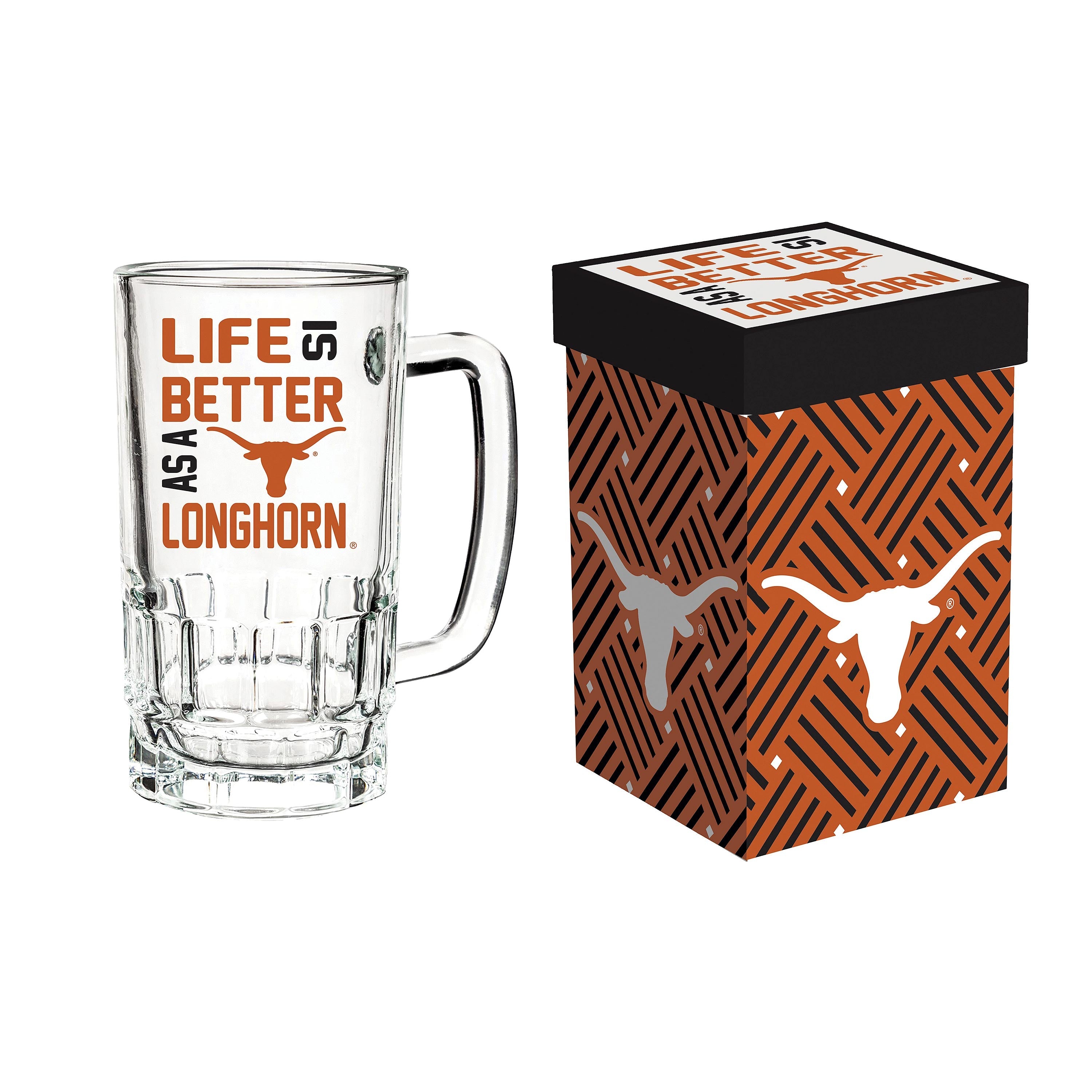 Glass Tankard Cup, with Gift Box, University of Texas - Sports Collectibles, Sports Memorabilia, Sports Fan Shop, Sports Gifts
