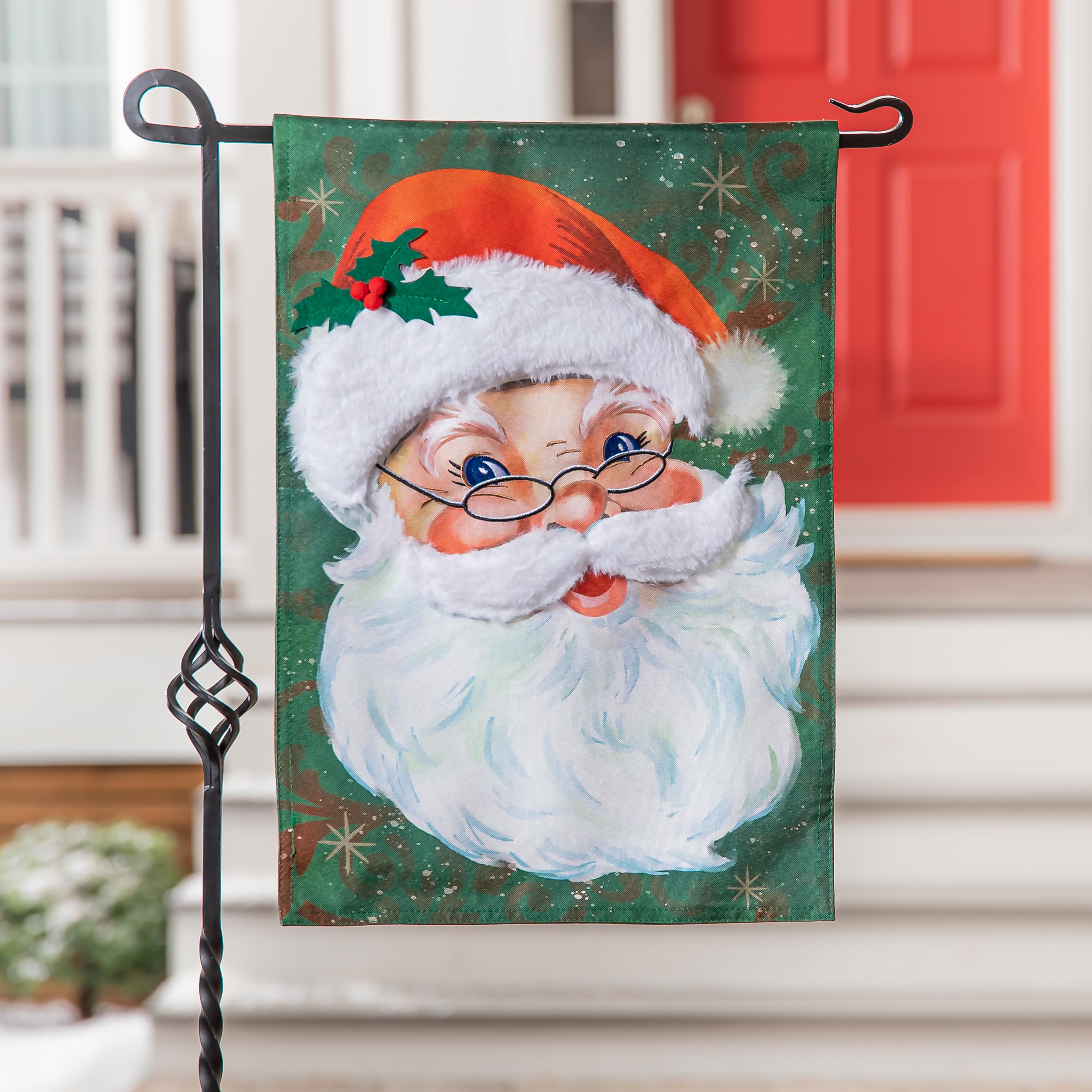 Merry Santa Linen Garden Flag - Sports Collectibles, Sports Memorabilia, Sports Fan Shop, Sports Gifts