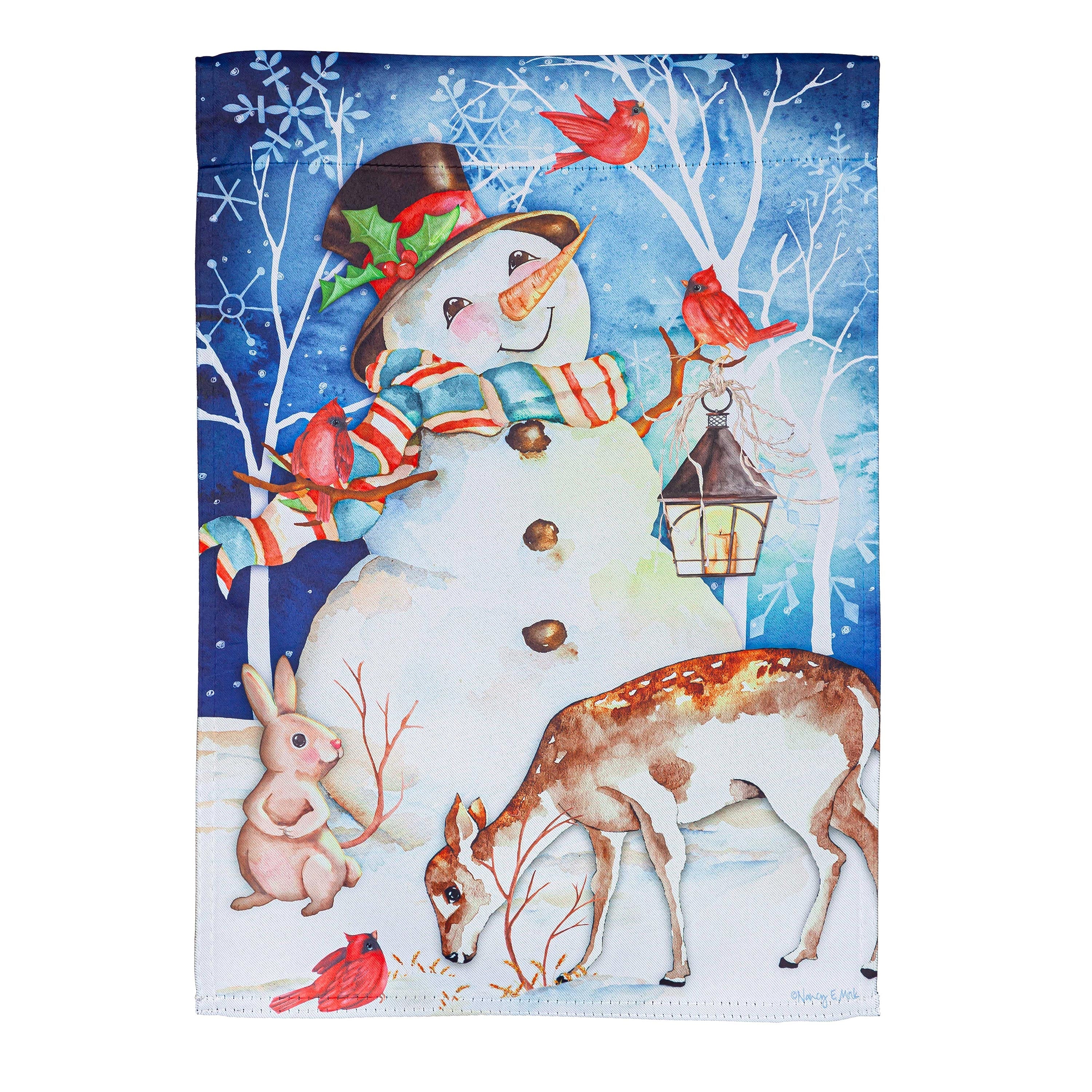 Sweet Snowman and Friends Suede Garden Flag - Sports Collectibles, Sports Memorabilia, Sports Fan Shop, Sports Gifts