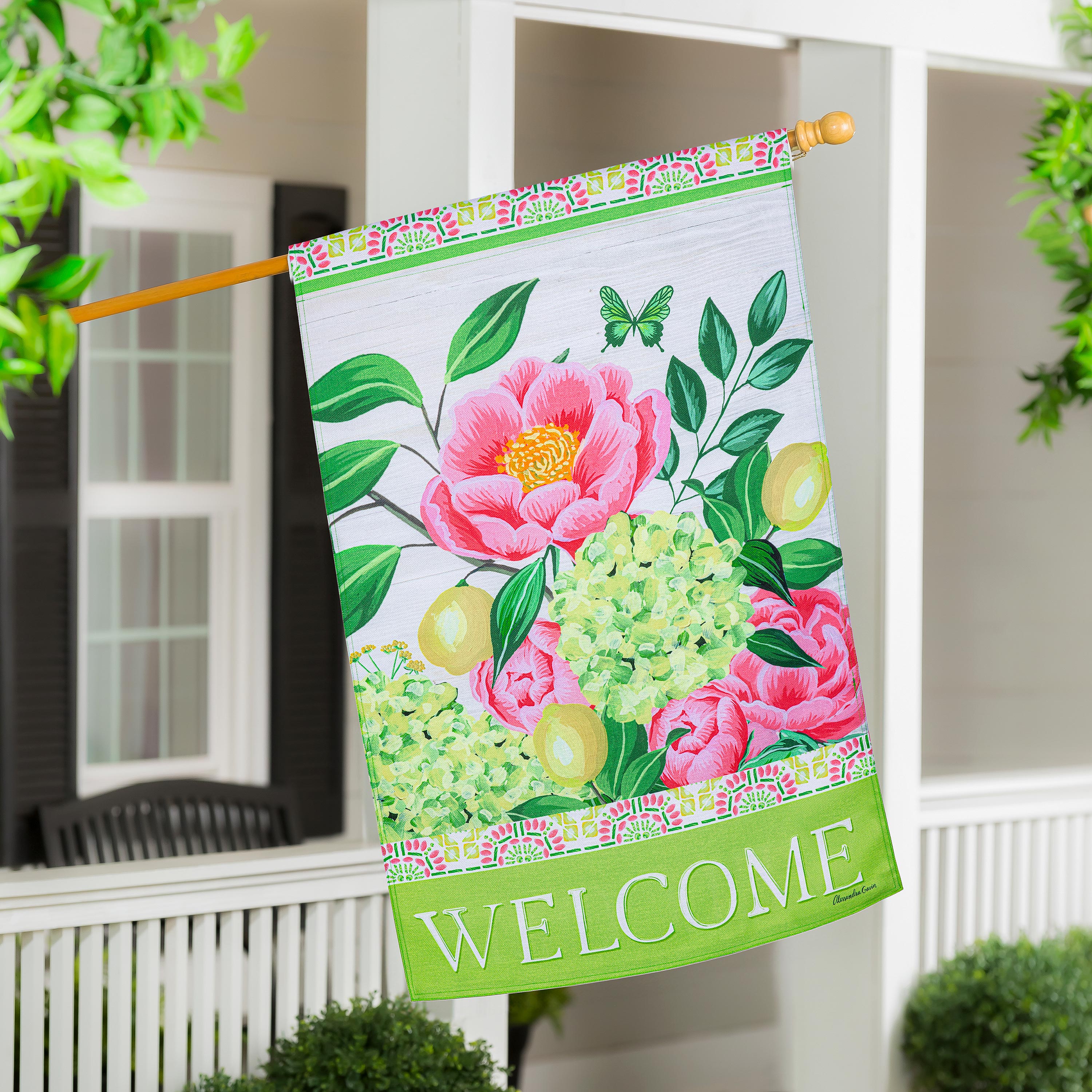 Floral Welcome Burlap House Flag - Sports Collectibles, Sports Memorabilia, Sports Fan Shop, Sports Gifts
