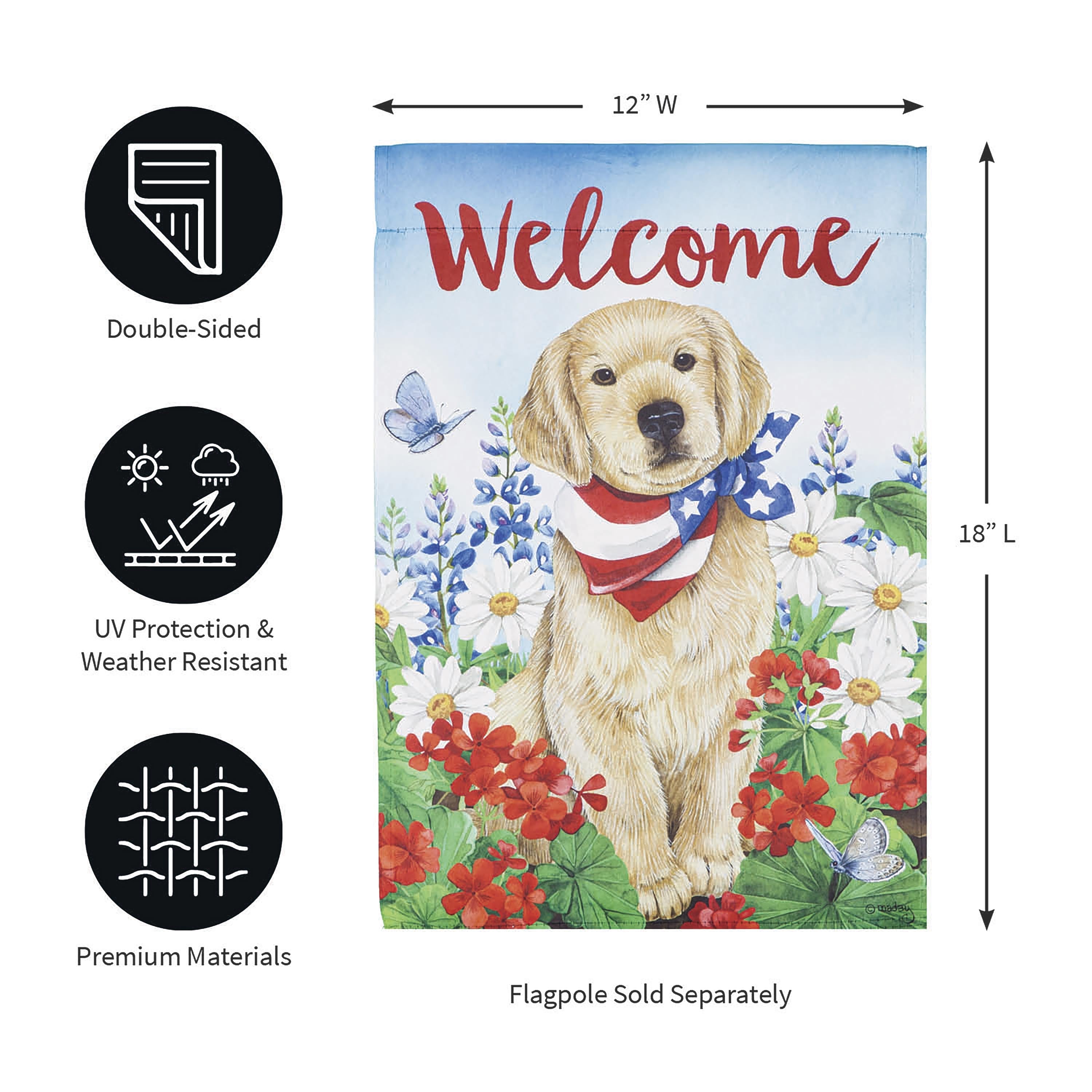 Dog with Patriotic Bandana Garden Suede Flag - Sports Collectibles, Sports Memorabilia, Sports Fan Shop, Sports Gifts