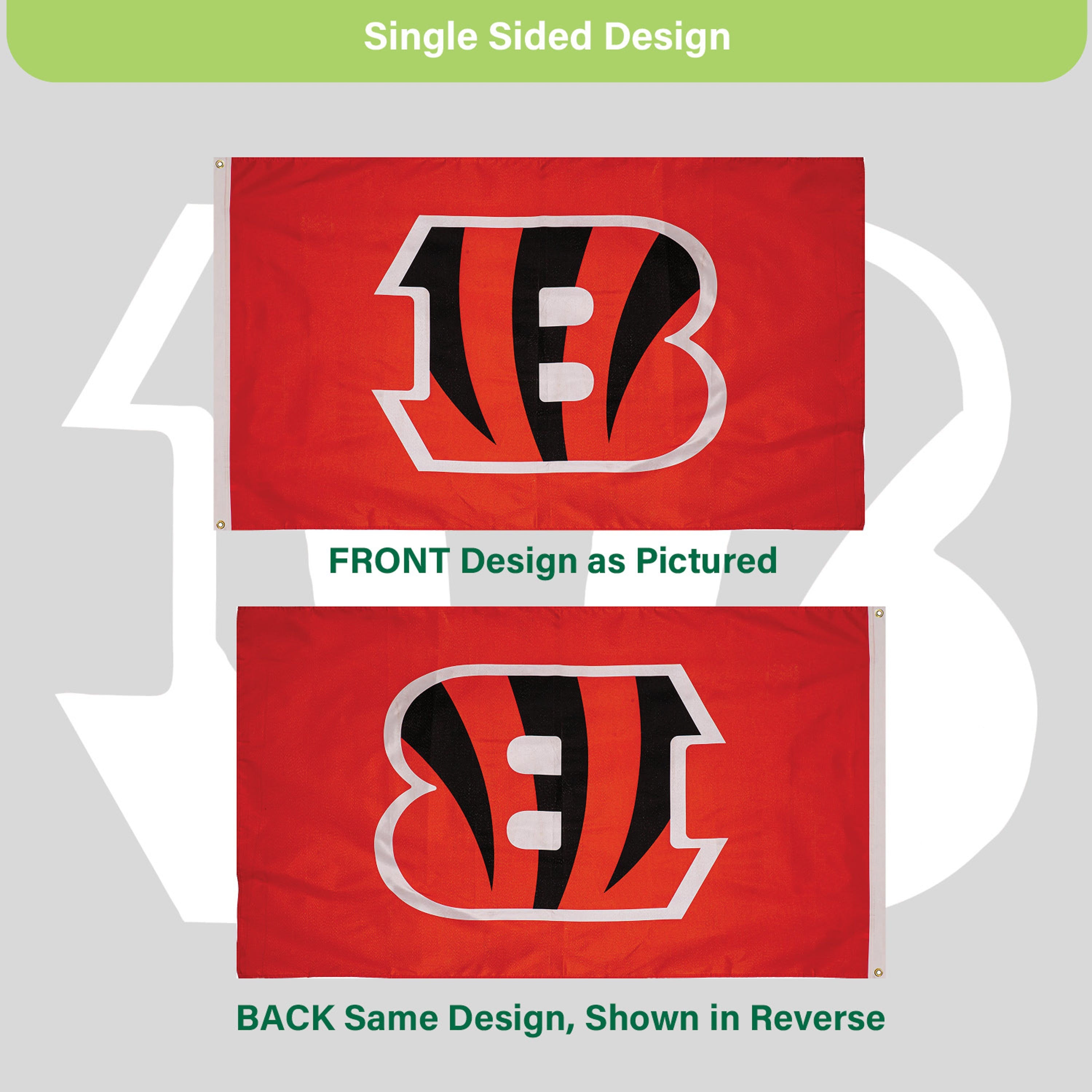 3'x5' Single Sided Flag w/ 2 Grommets, Cincinnati Bengals - Sports Gifts, Sports Memorabilia, Sports Collectibles, Fan Shop