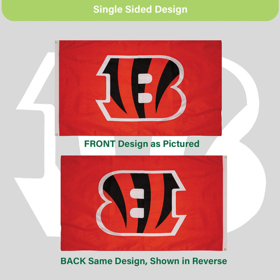 3'x5' Single Sided Flag w/ 2 Grommets, Cincinnati Bengals - Sports Gifts, Sports Memorabilia, Sports Collectibles, Fan Shop