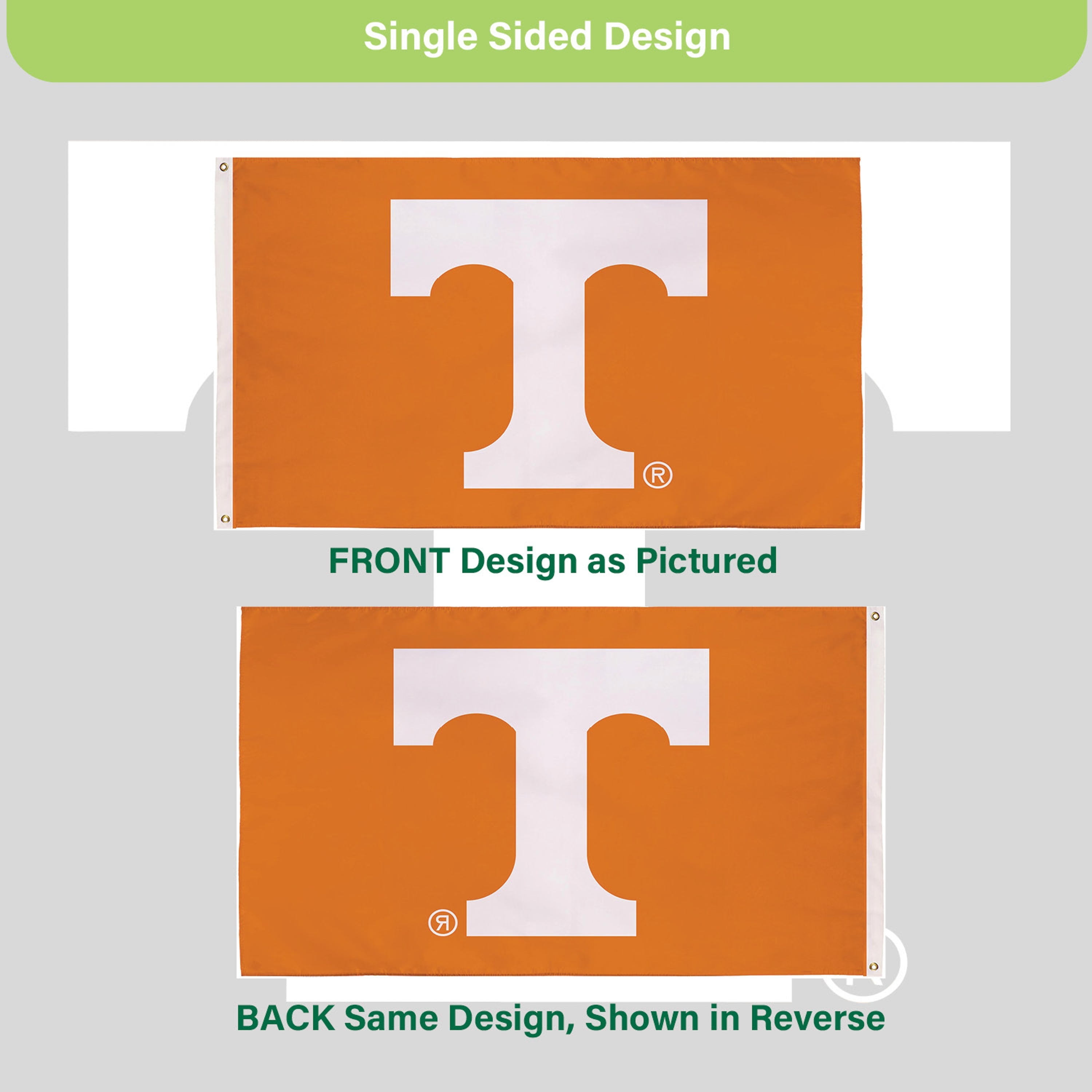 University of Tennessee Single Sided Estate Flag with 2 Grommets, 3'x5' - Sports Gifts, Sports Memorabilia, Sports Collectibles, Fan Shop
