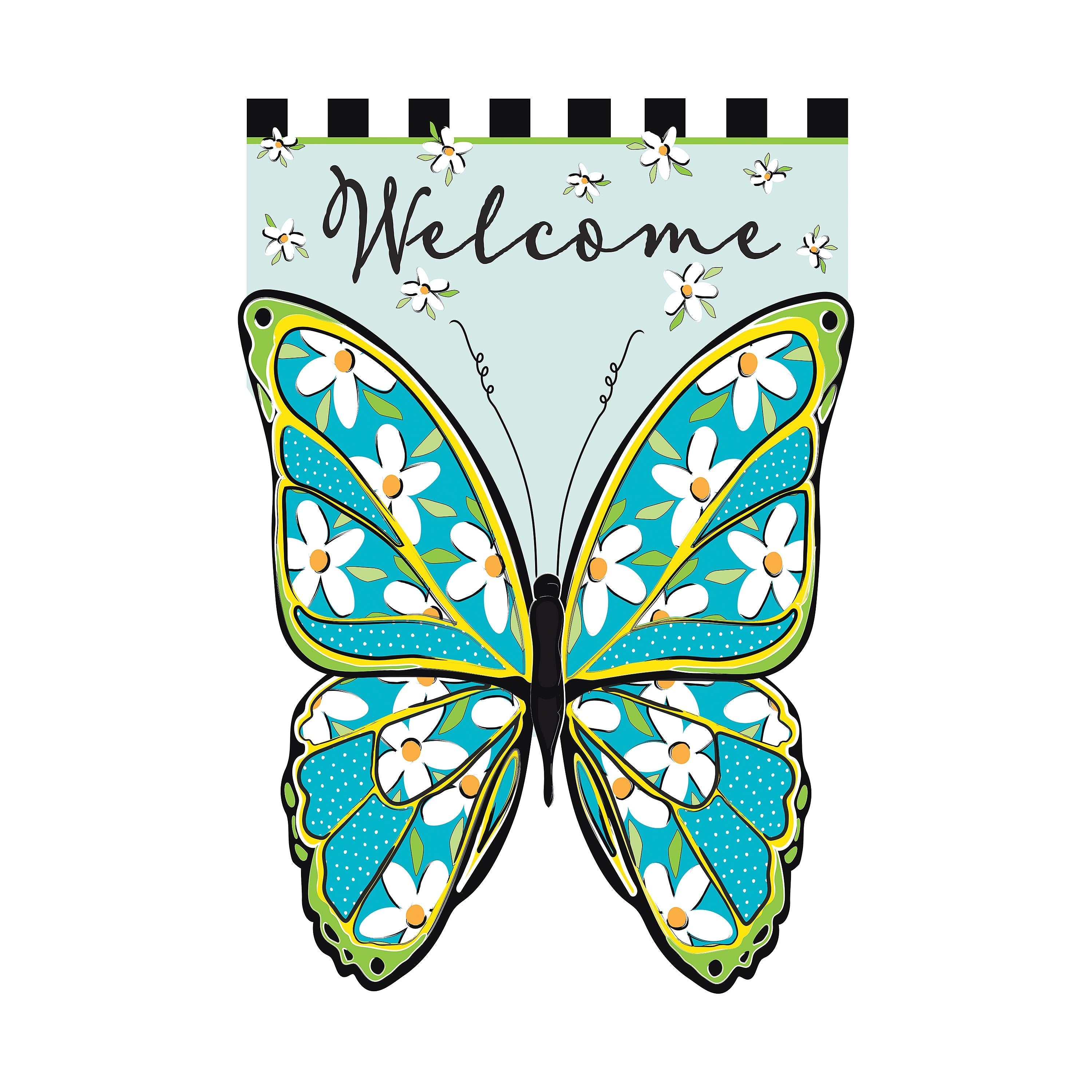 Floral Butterfly Welcome Applique Garden Flag - Sports Collectibles, Sports Memorabilia, Sports Fan Shop, Sports Gifts