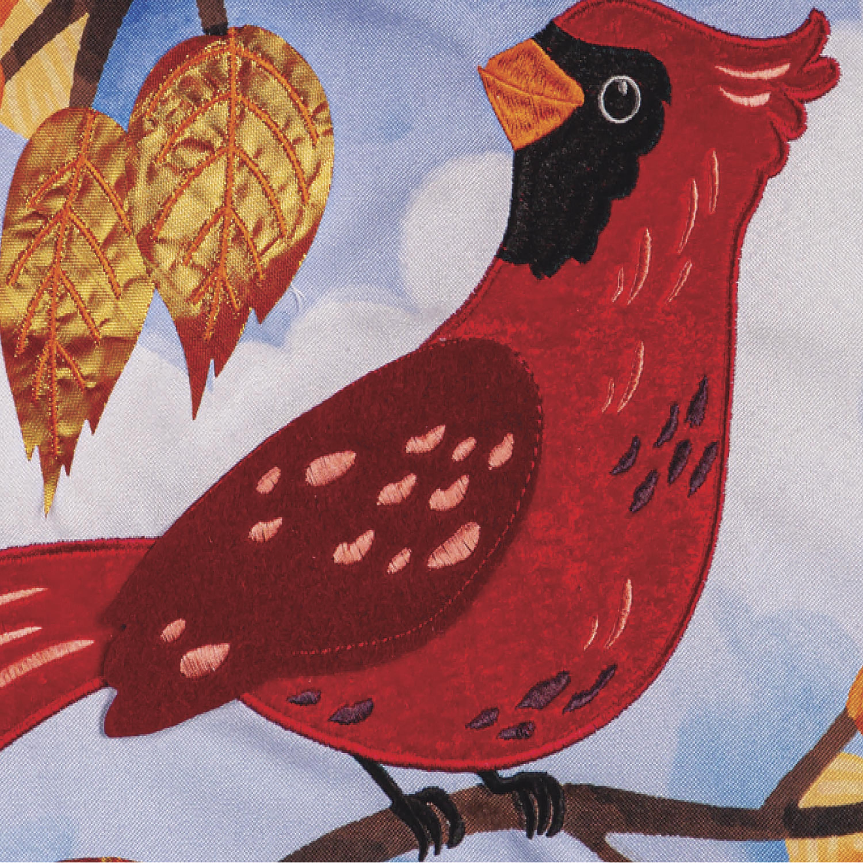 Cardinal in Fall Tree Applique Garden Flag - Sports Gifts, Sports Memorabilia, Sports Collectibles, Fan Shop